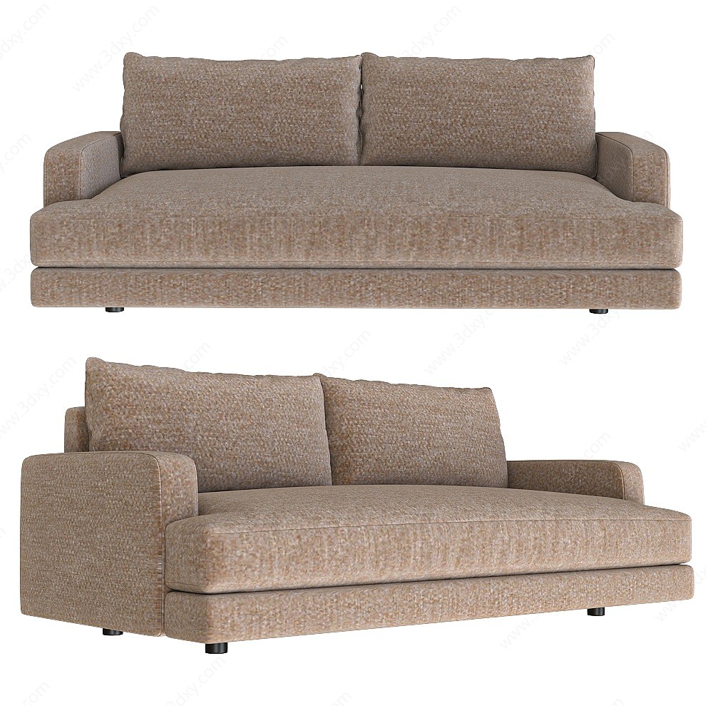 现代藕粉双人沙发3D模型