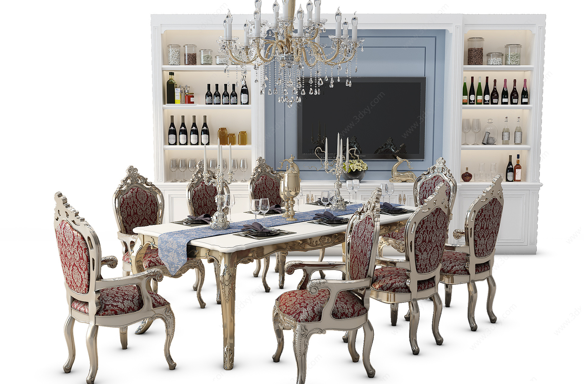 欧式古典欧式餐桌椅3D模型