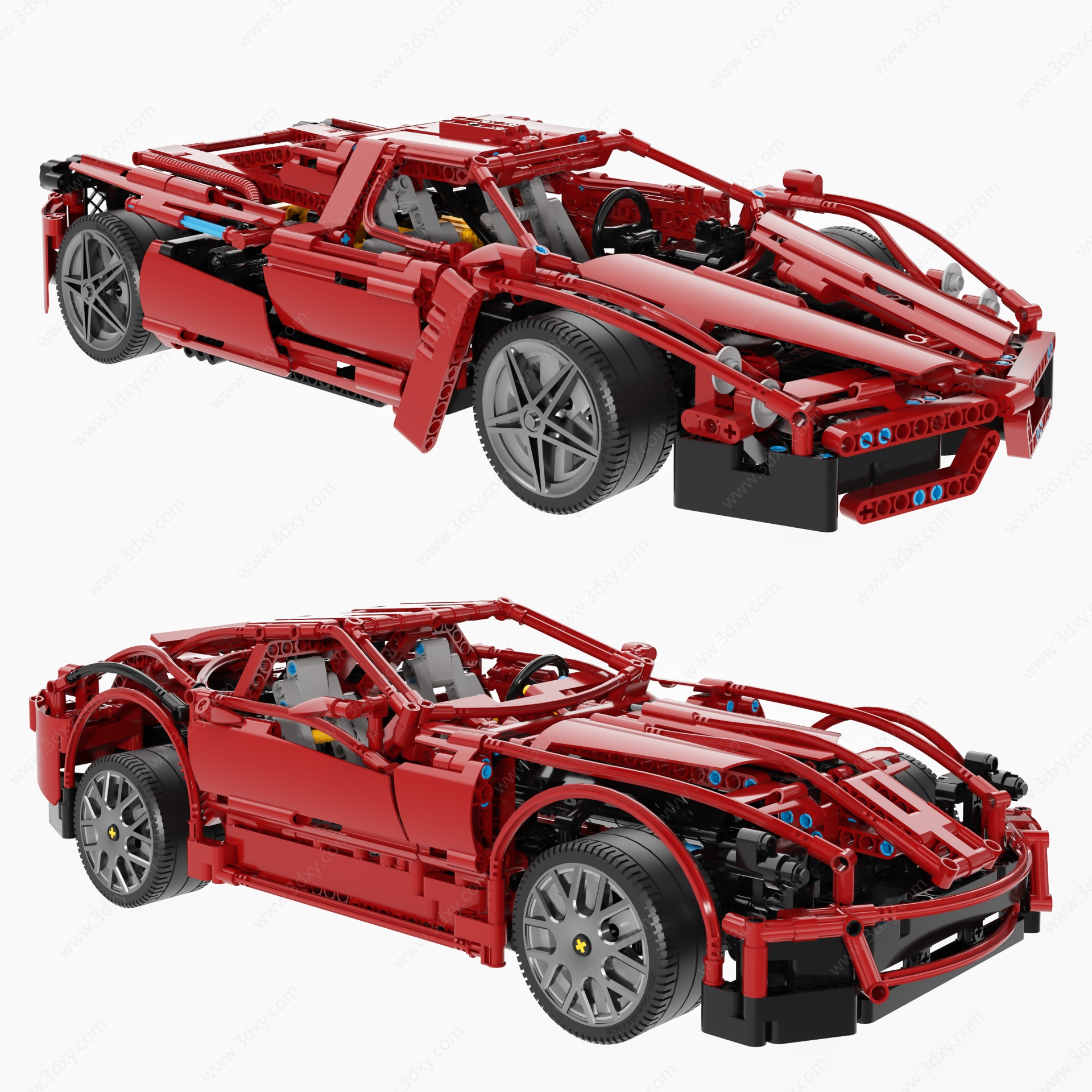 现代乐高法拉利玩具车组合3D模型