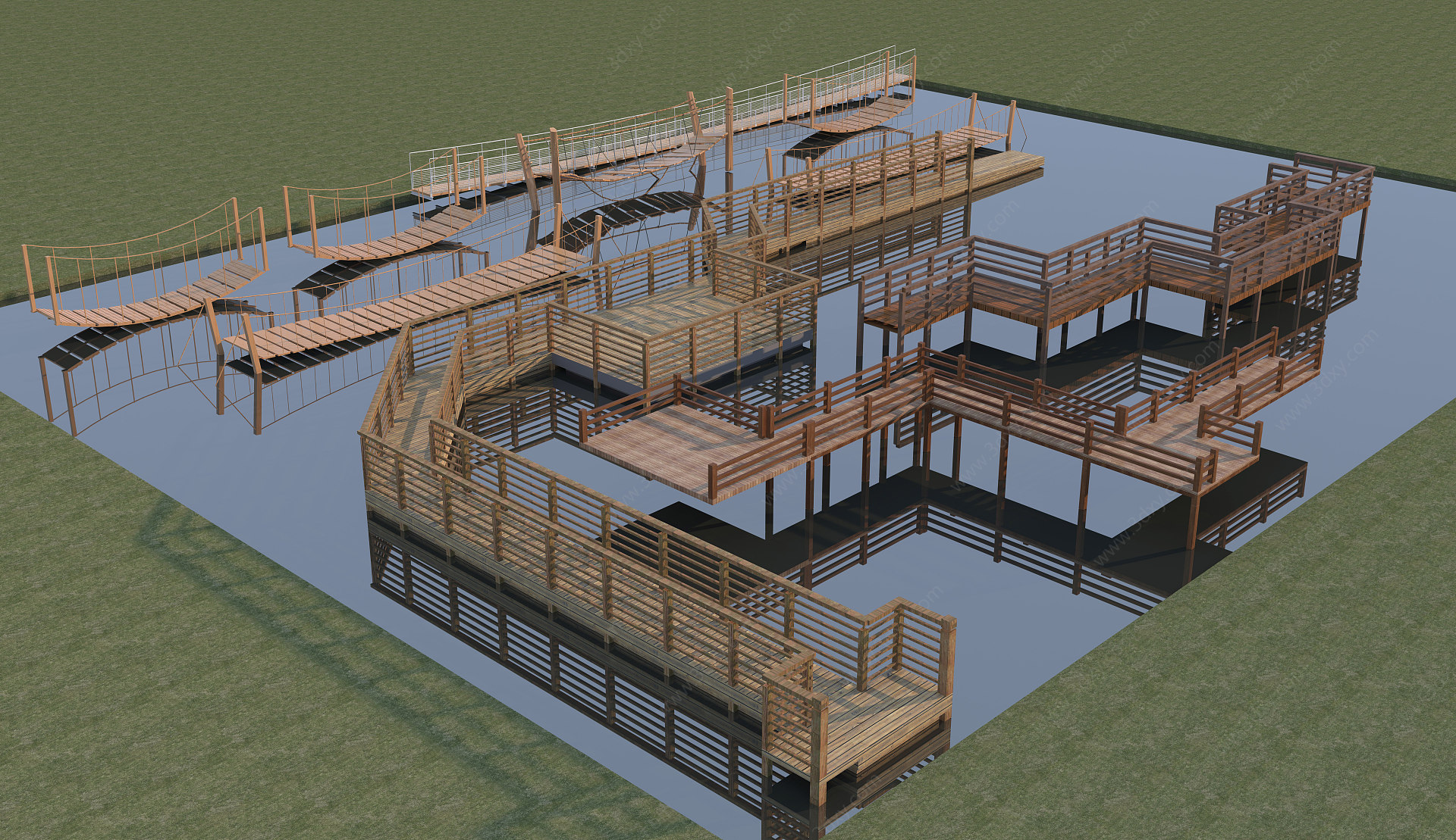木栈道桥3D模型