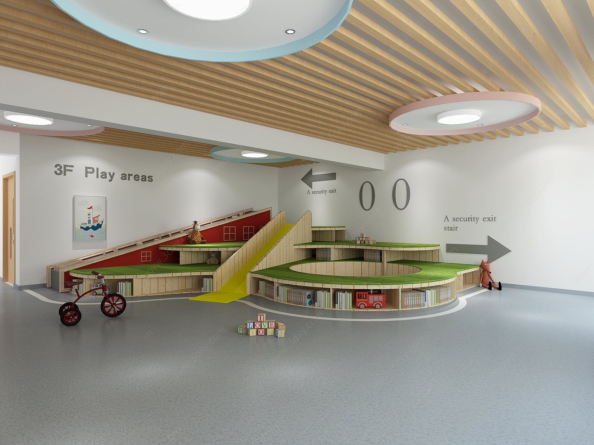 现代幼儿园活动区3D模型