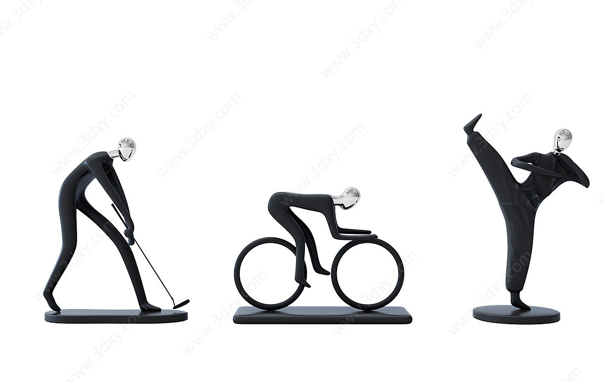 现代运动人物雕塑3D模型