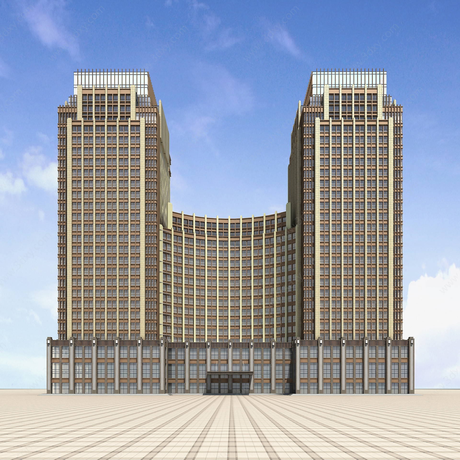 现代高层酒店高层办公楼3D模型