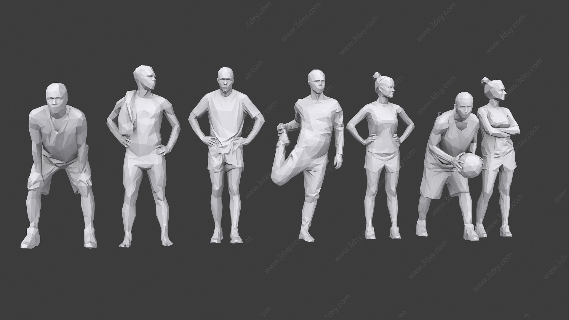 现代石膏体人物雕塑3D模型