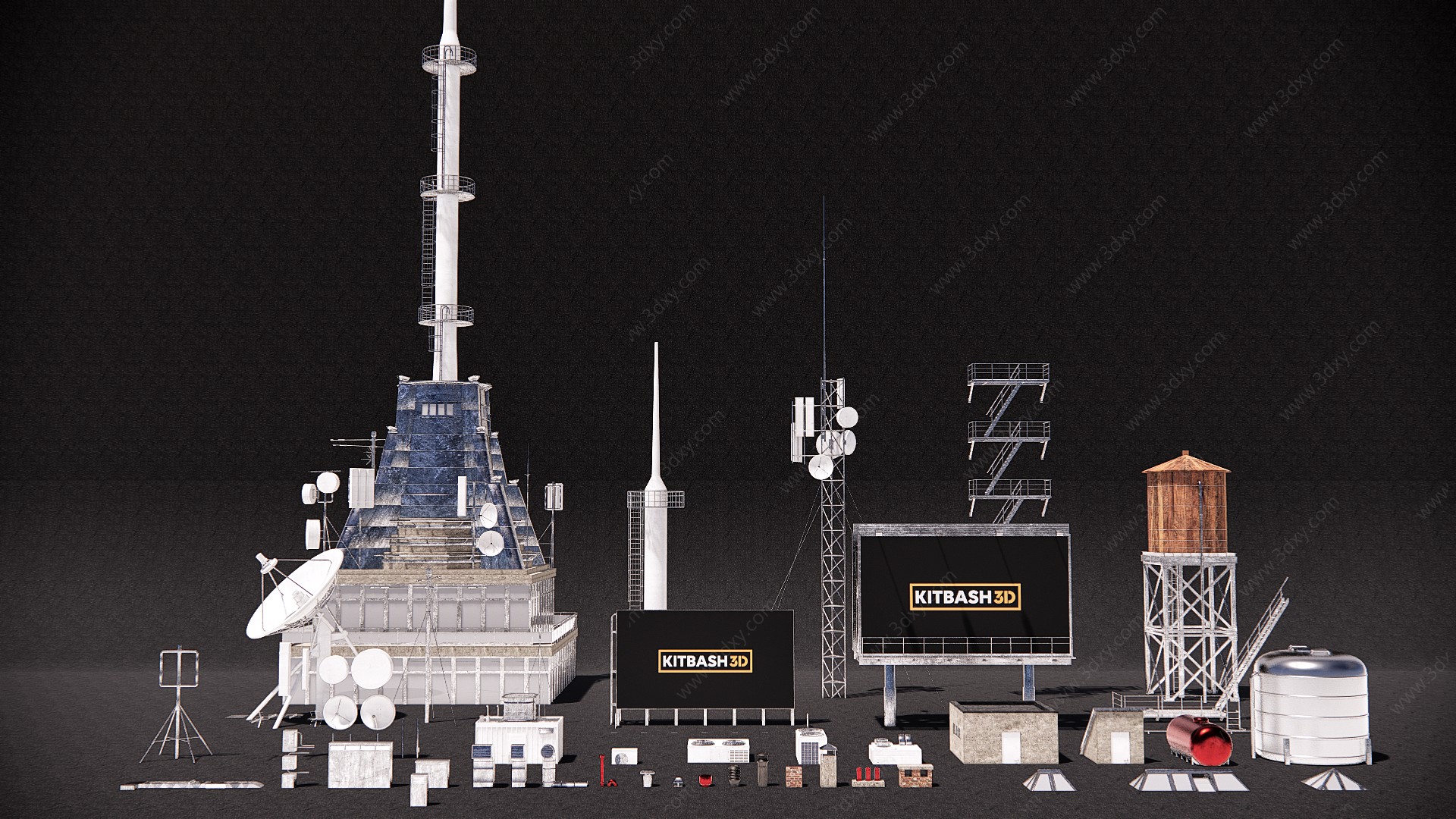 广告牌天线信号塔发射器3D模型