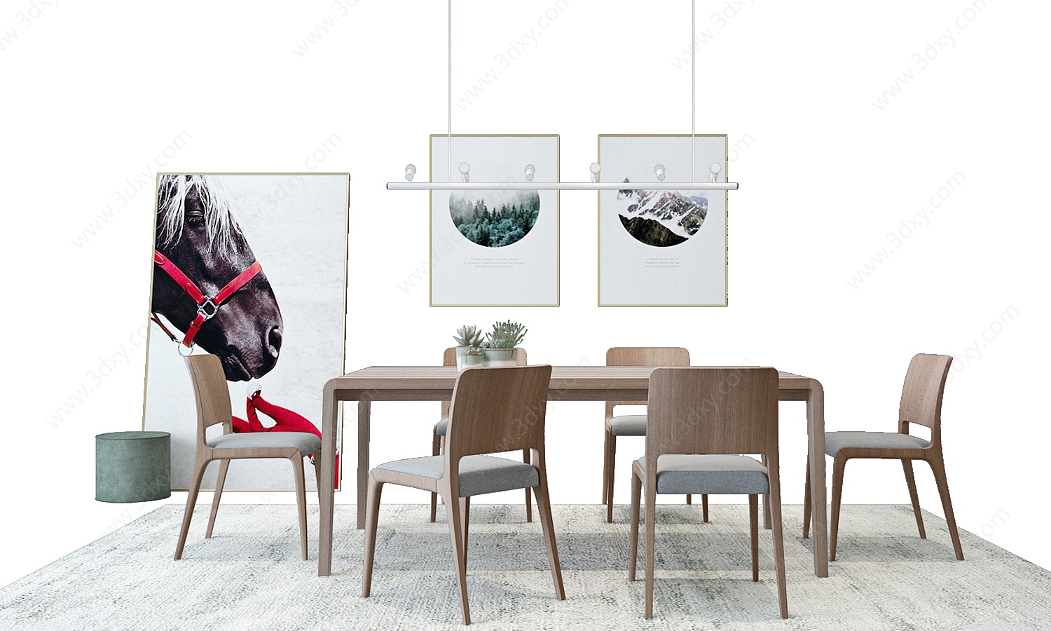 北欧现代餐桌椅3D模型