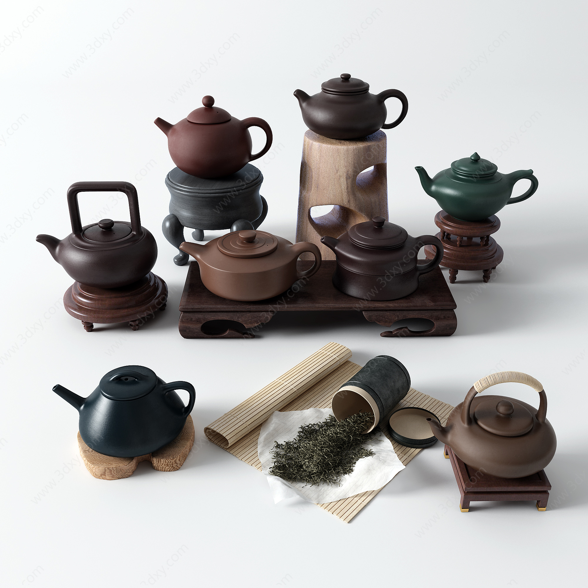 中式茶具茶壶茶叶3D模型