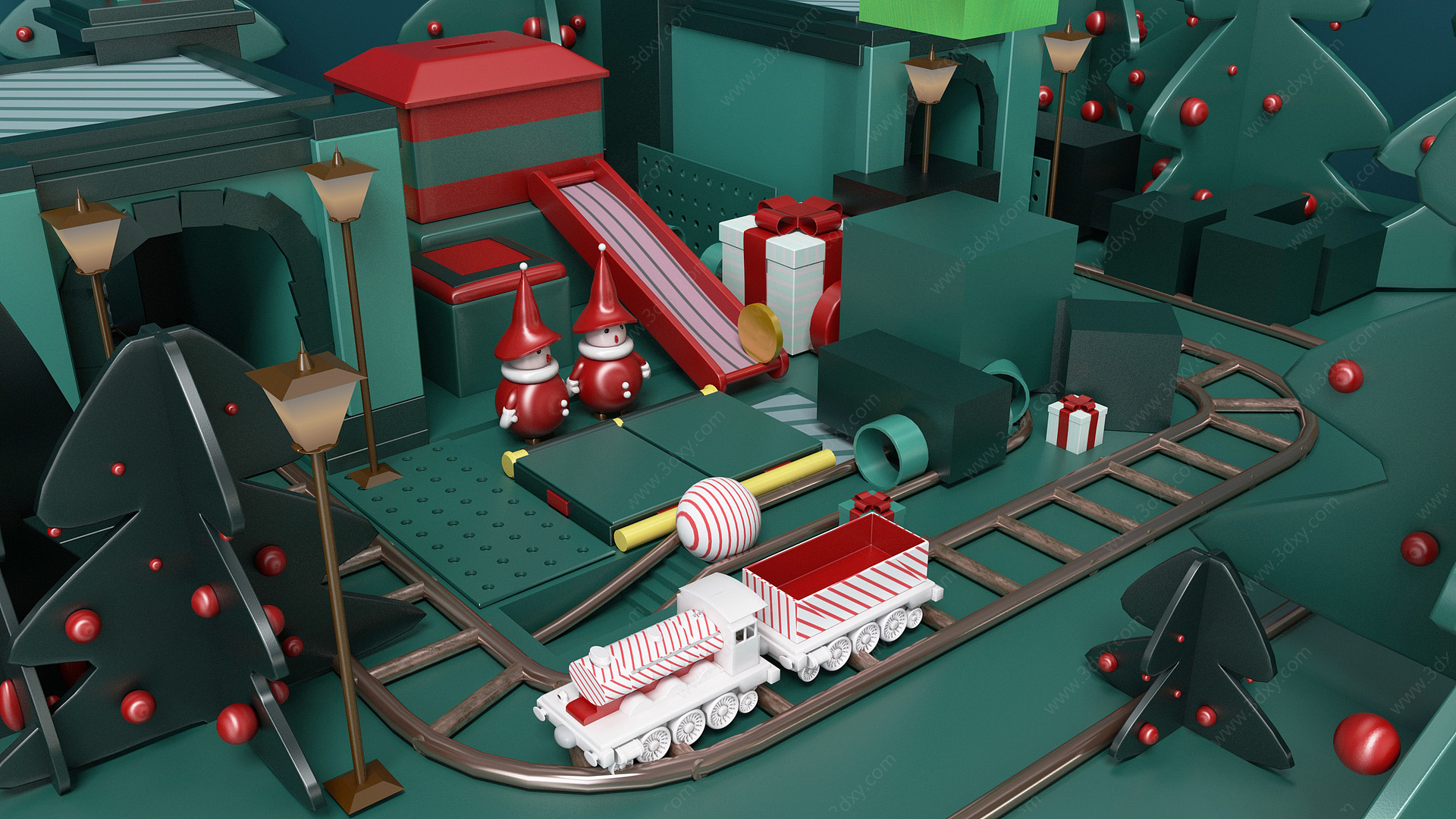 玩具组合拼装玩具火车玩具3D模型