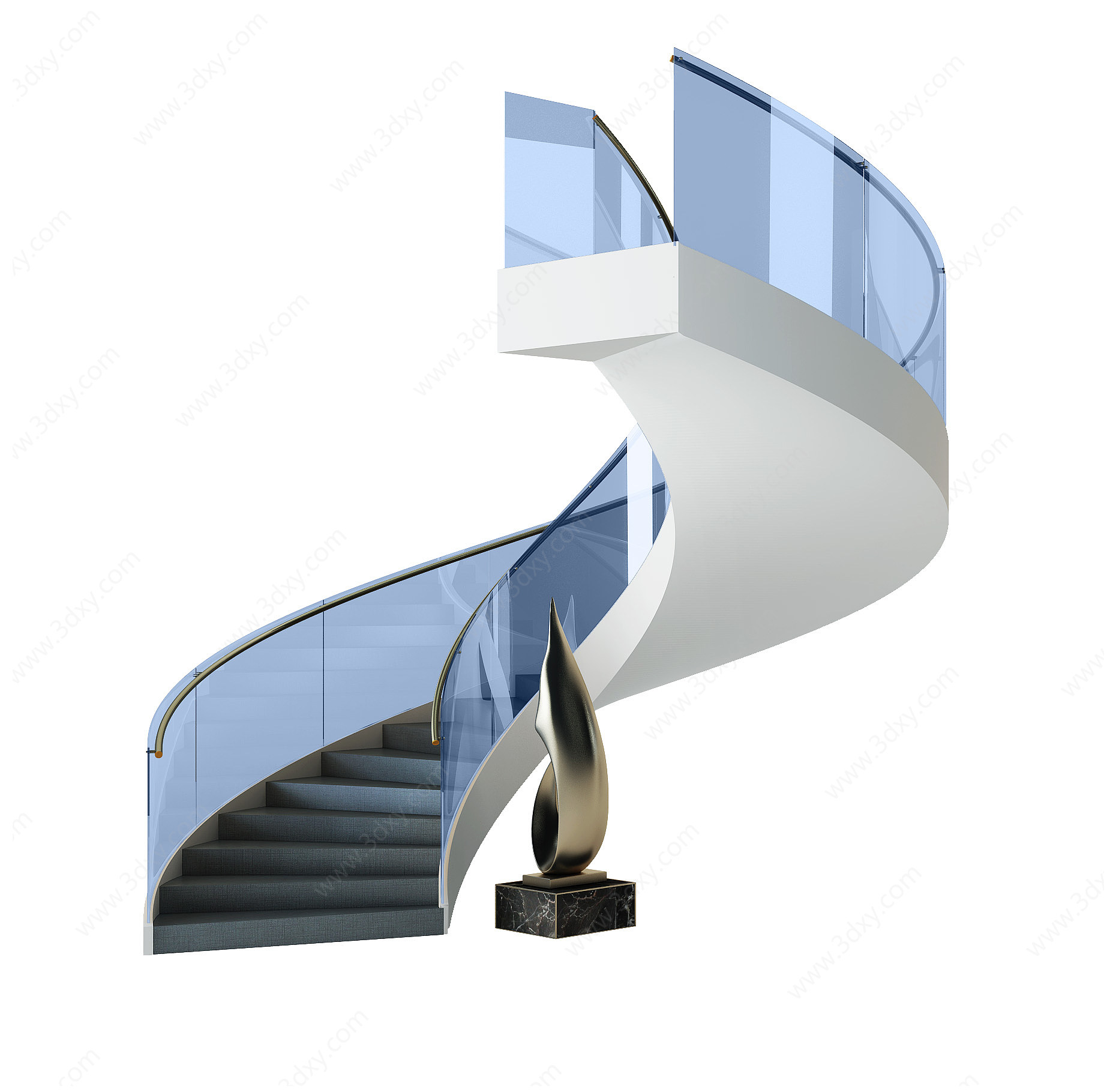 现代玻璃旋转楼梯3D模型
