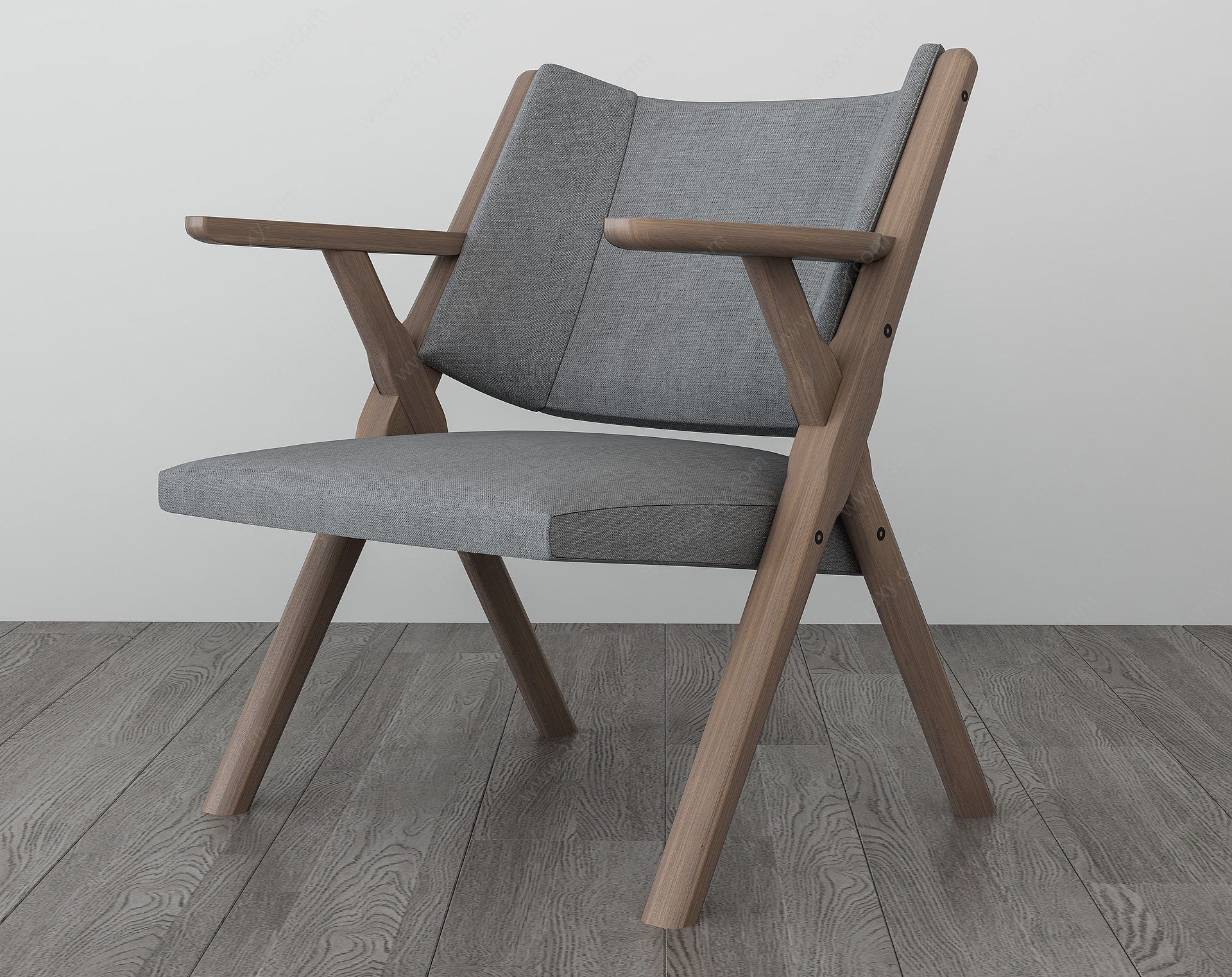 现代简约折叠椅实木餐椅3D模型