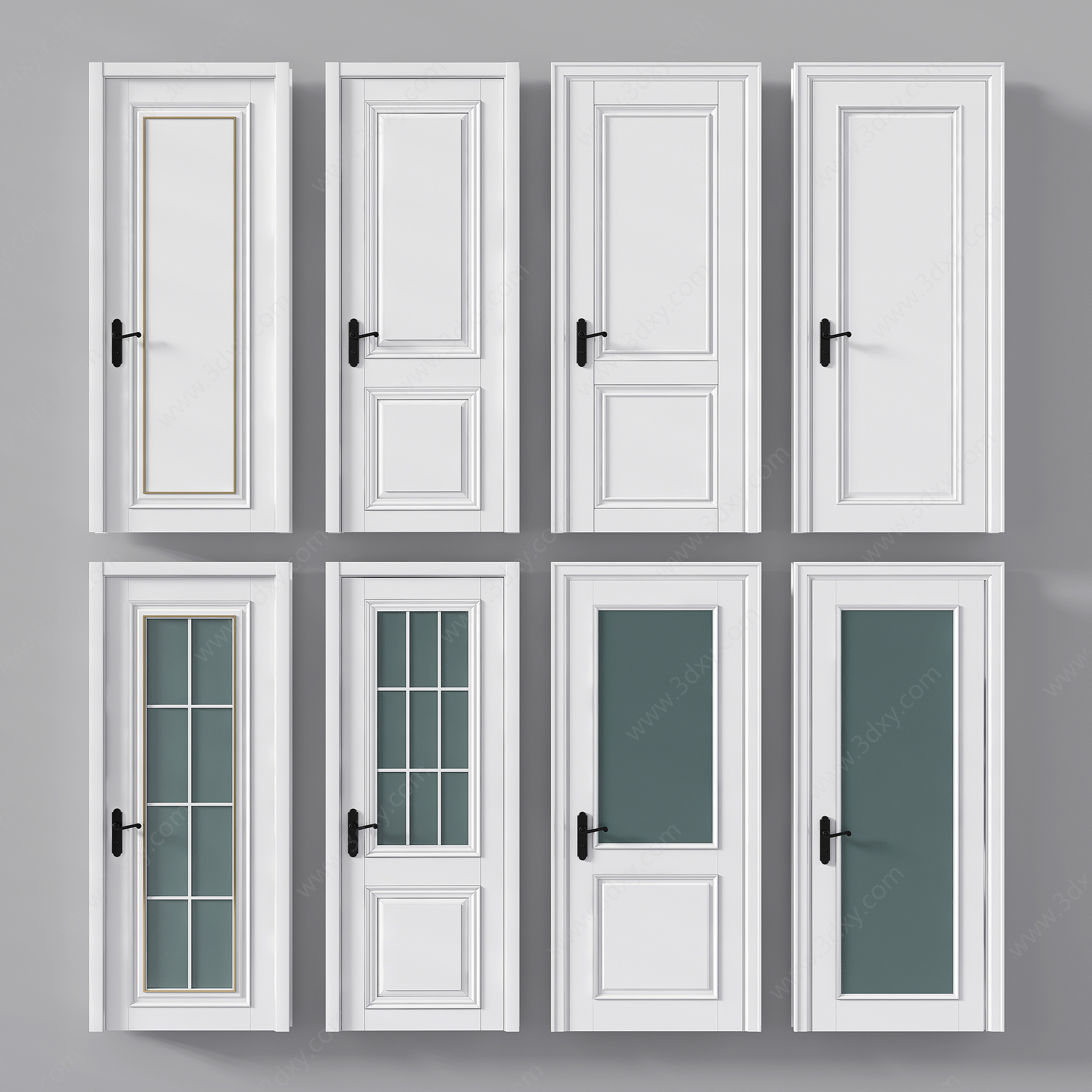 现代单开门卧室门3D模型