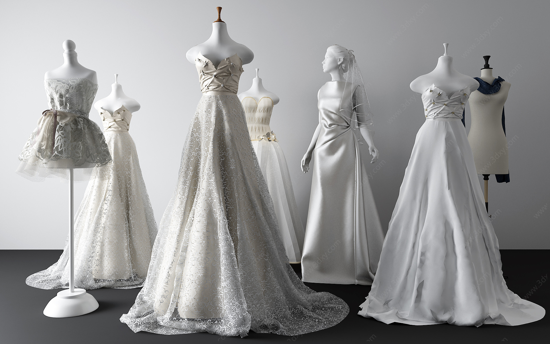 现代婚纱衣架3D模型