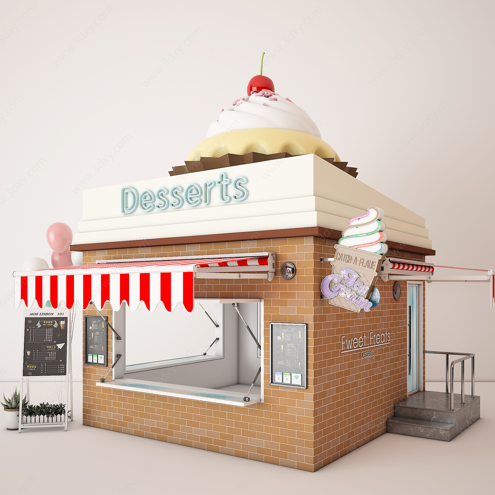 现代售货亭快餐店房子3D模型