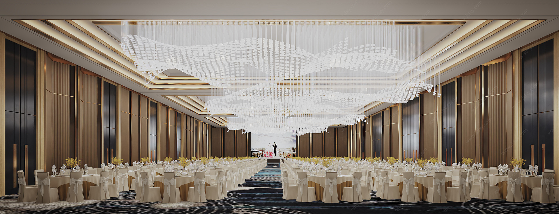 现代酒店宴会厅3D模型