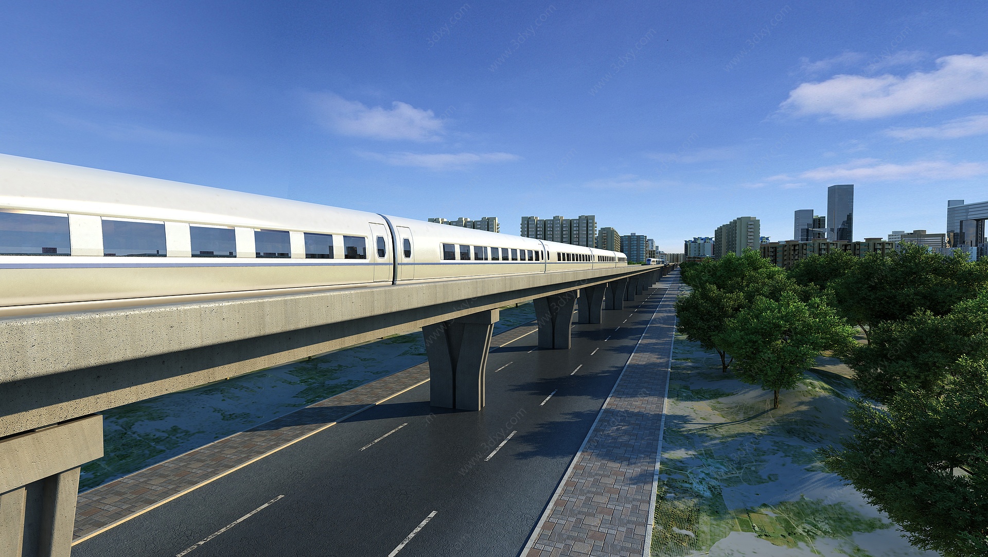 现代中国轻轨列车3D模型
