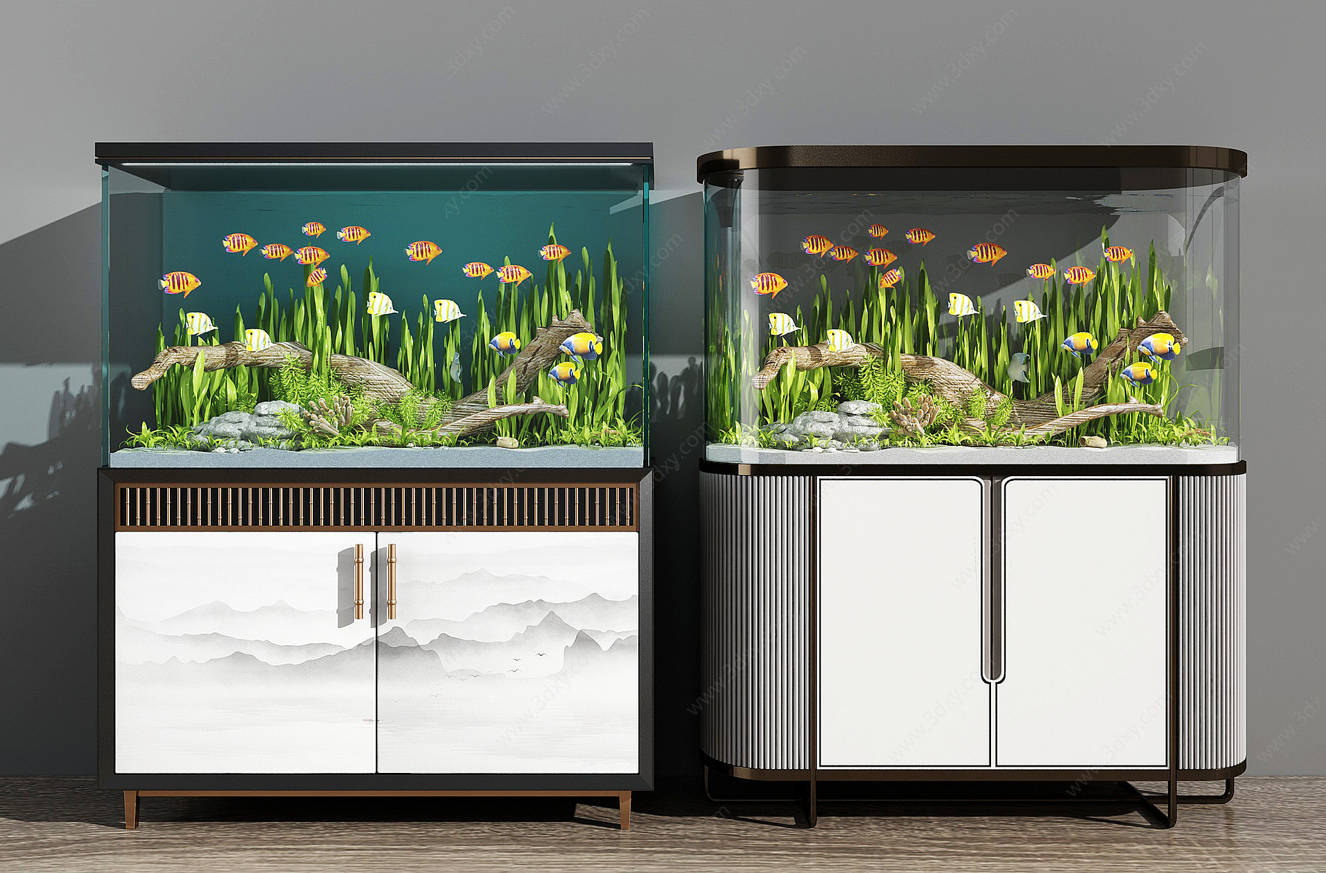 新中式水族鱼缸3D模型