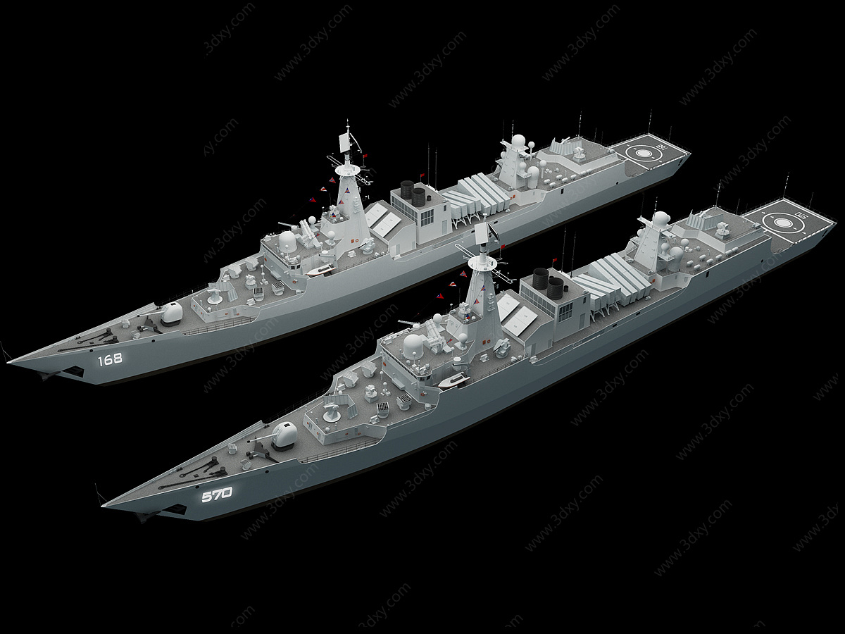 工业风军舰军事舰艇驱逐舰3D模型