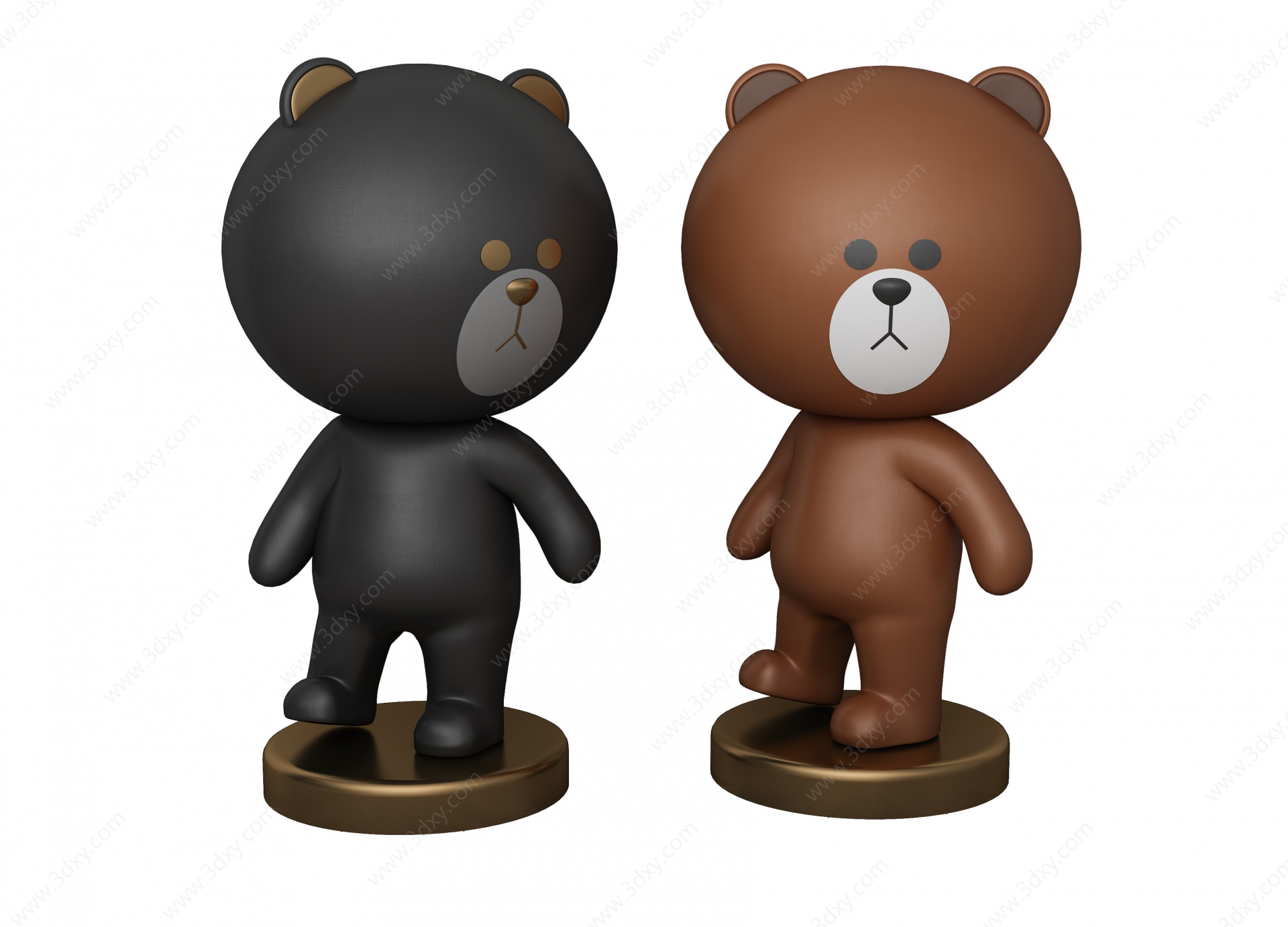 现代布朗熊雕塑摆件3D模型