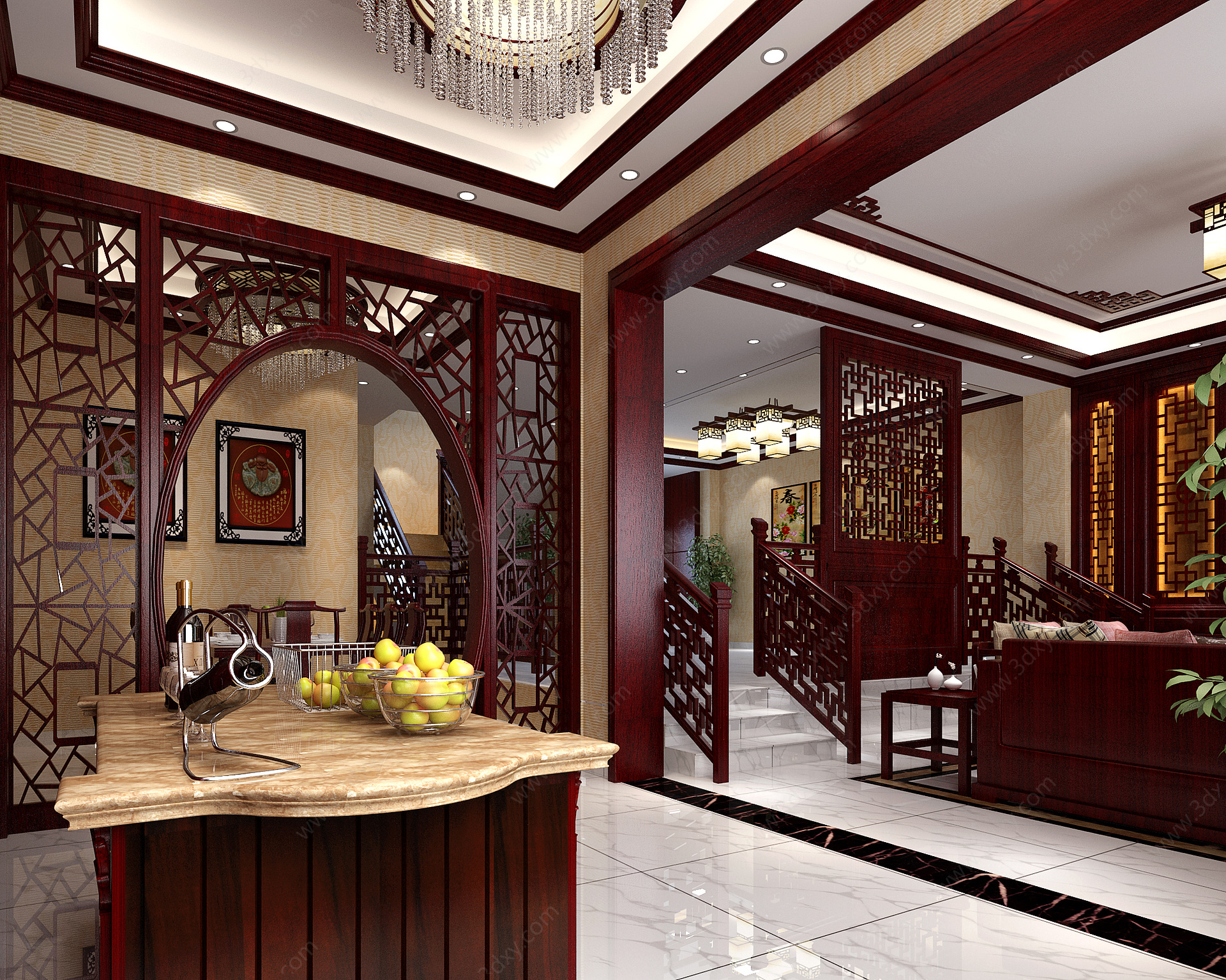 传统中式客厅3D模型