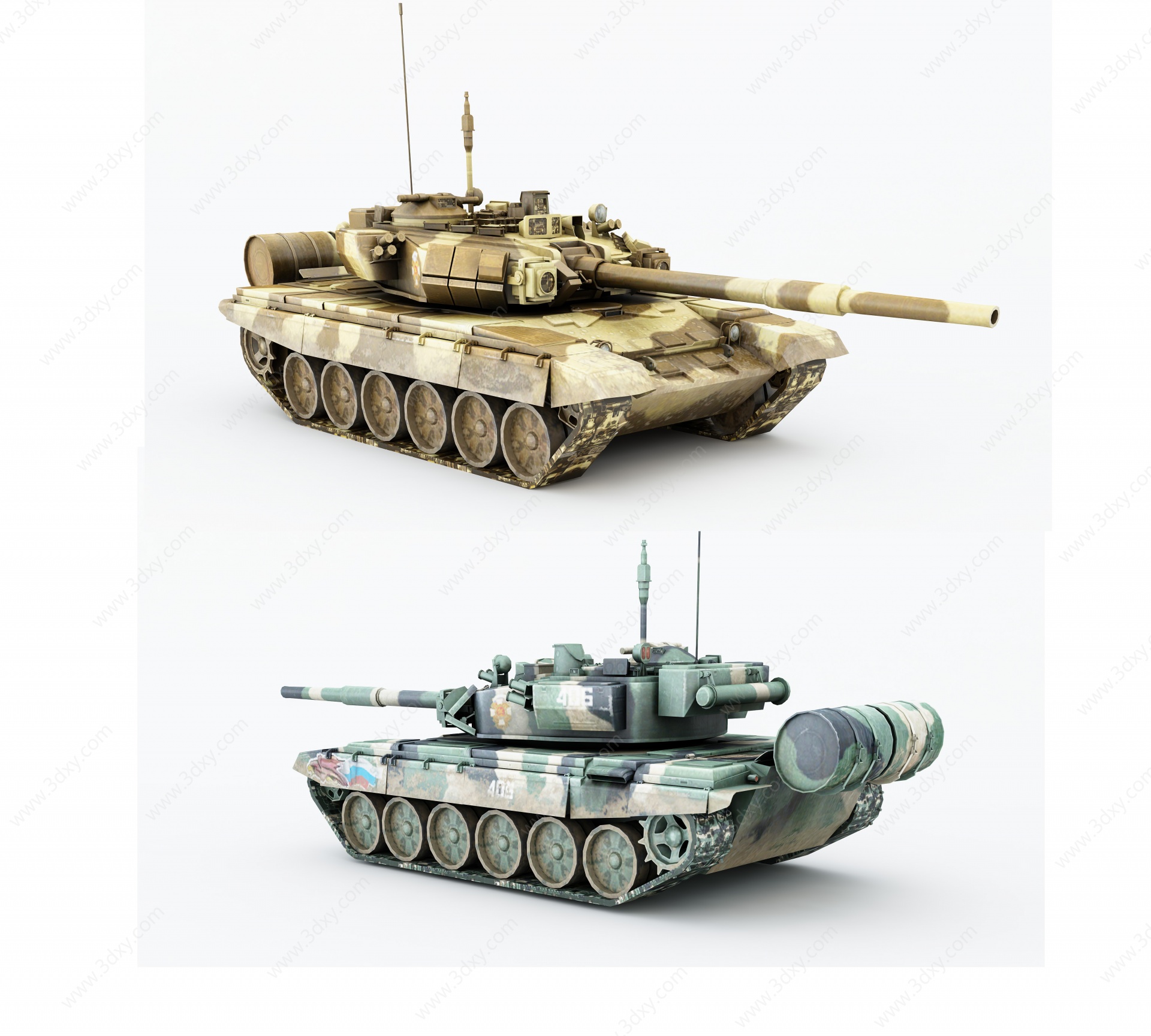 玩具迷彩坦克车3D模型