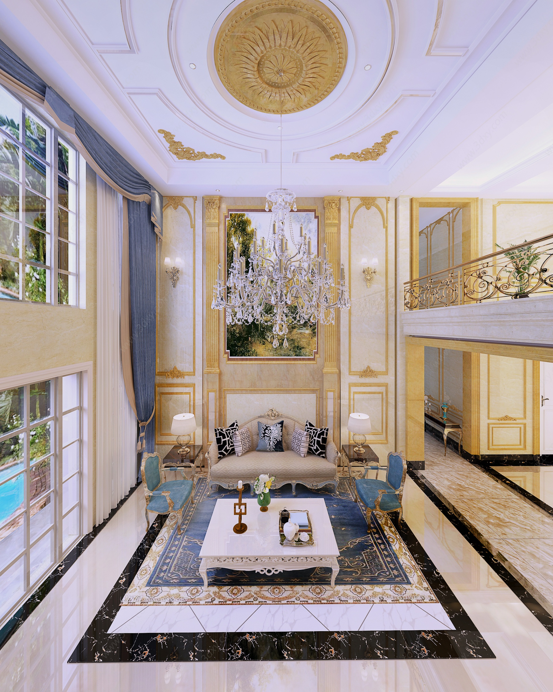 法式新古典客厅3D模型