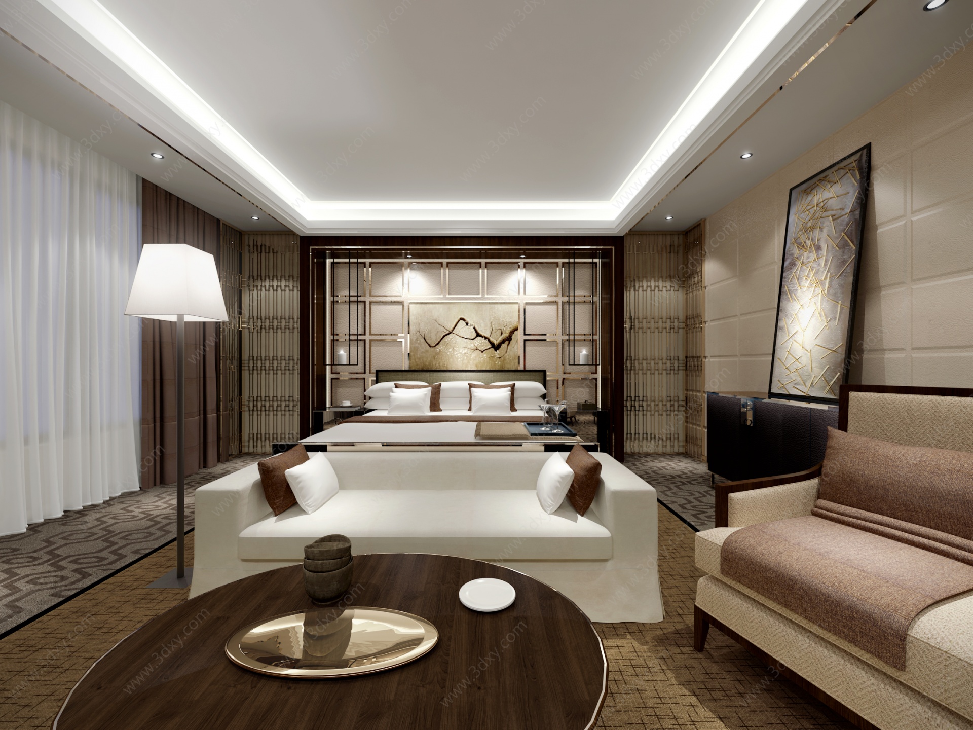 新中式卧室3D模型