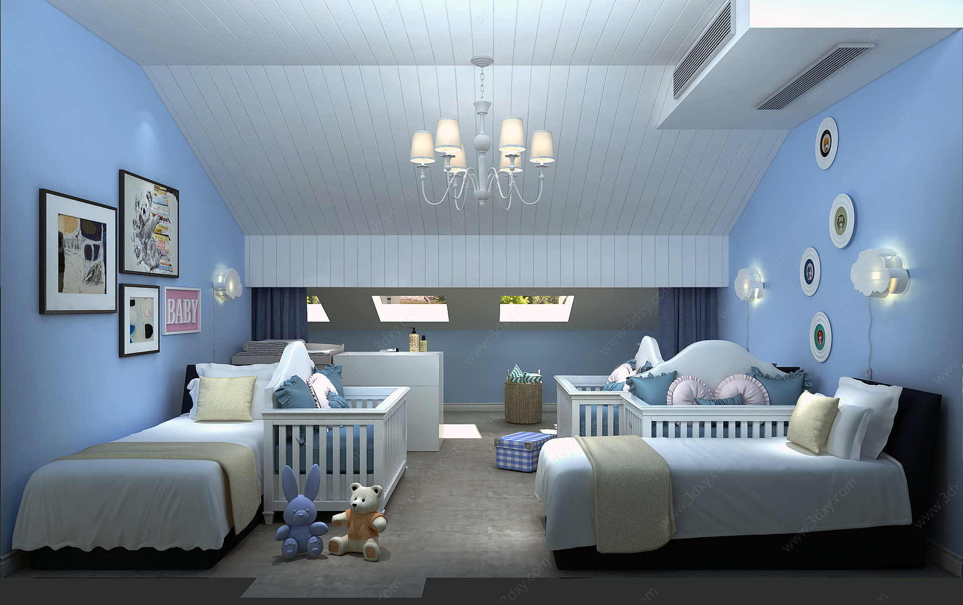 儿童房保姆房卧室婴儿房3D模型