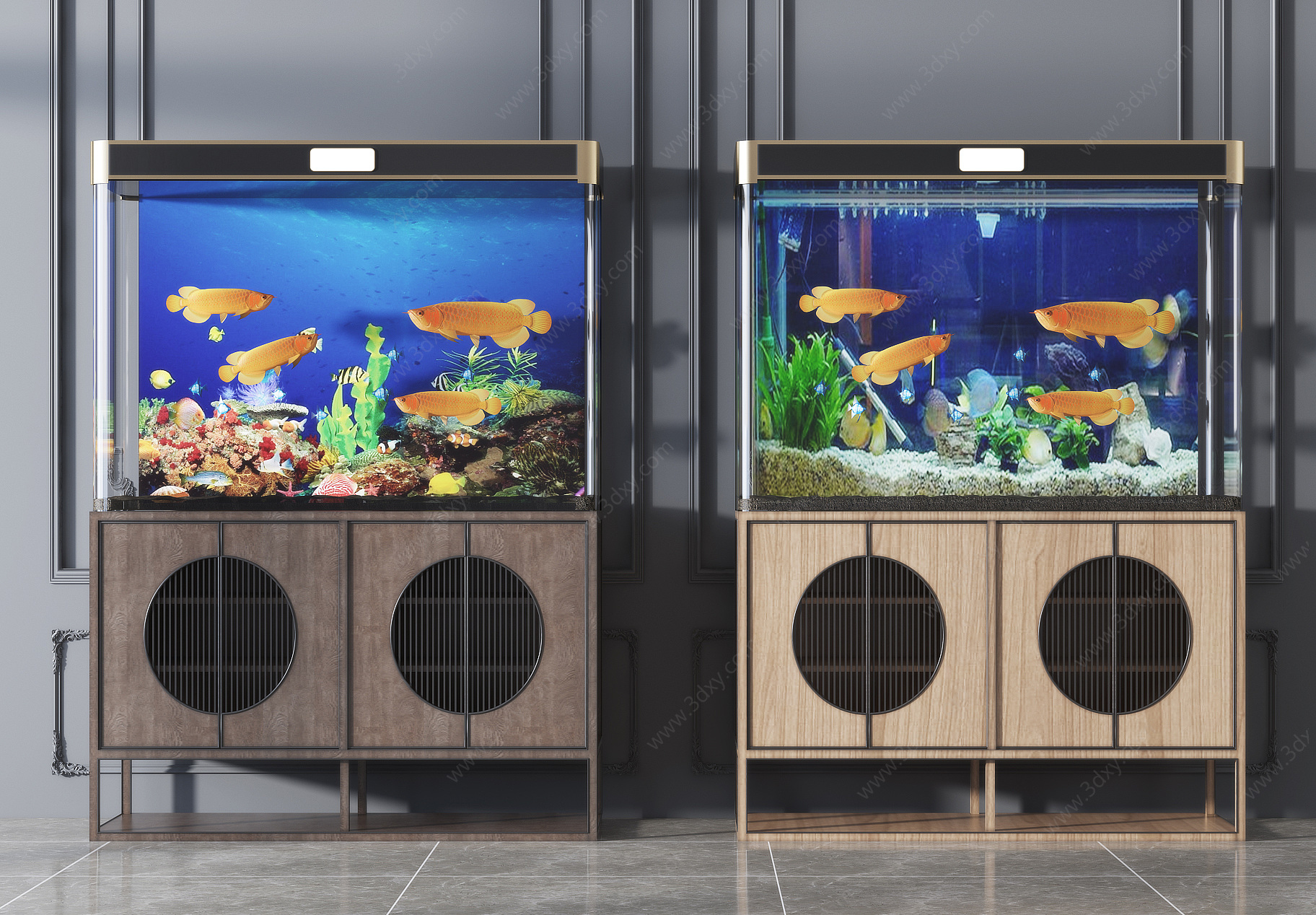新中式鱼缸水族箱3D模型