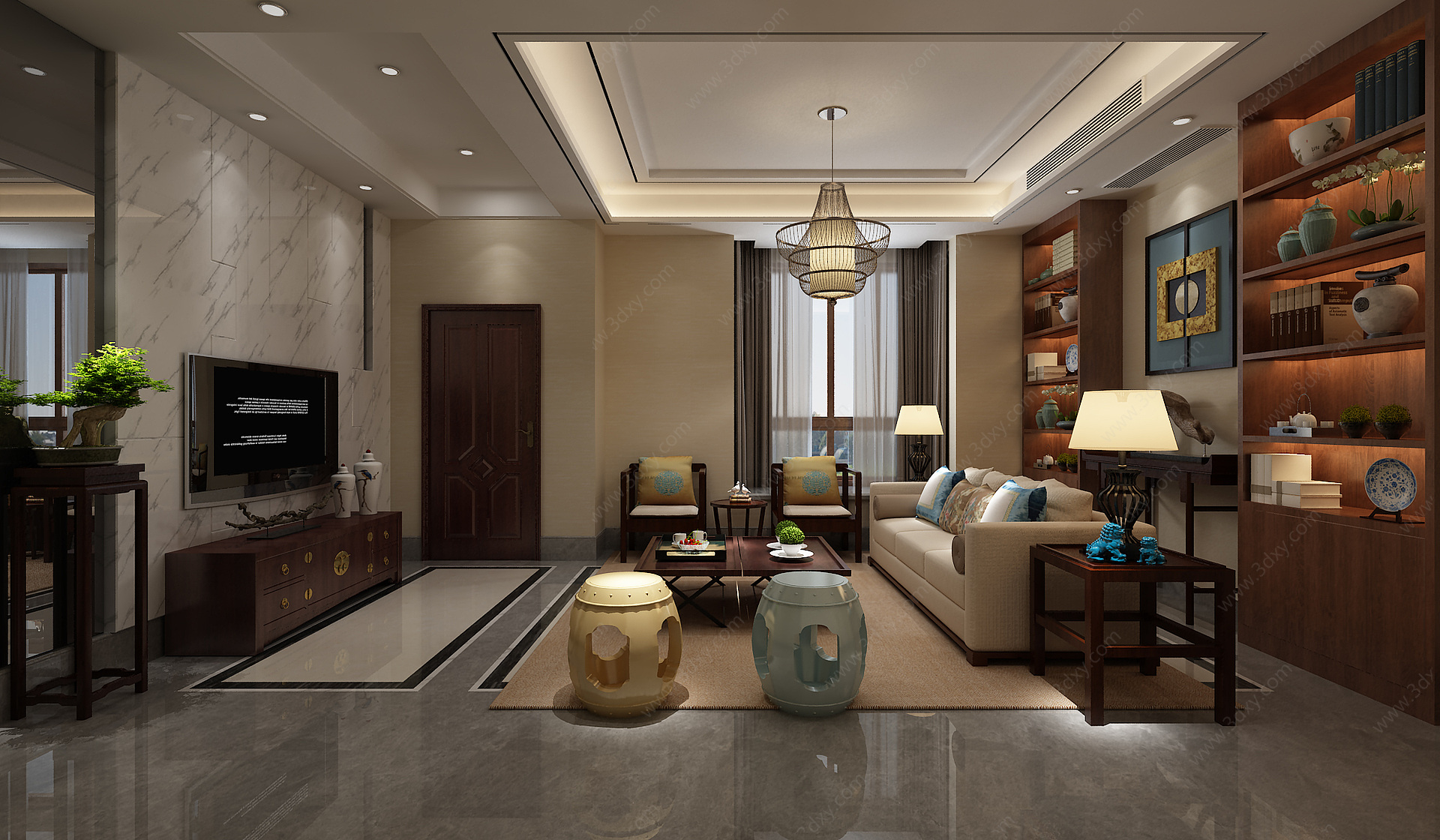 传统中式客厅沙发3D模型