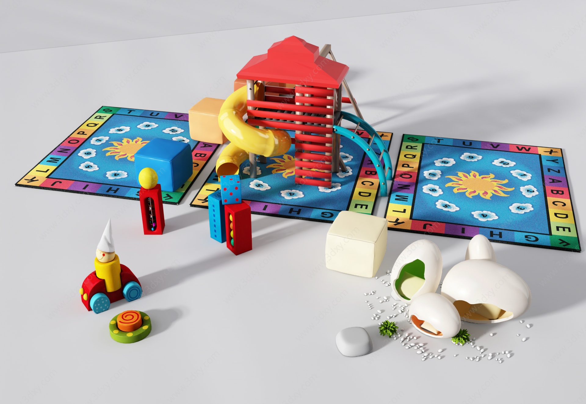 儿童玩具游乐滑梯3D模型