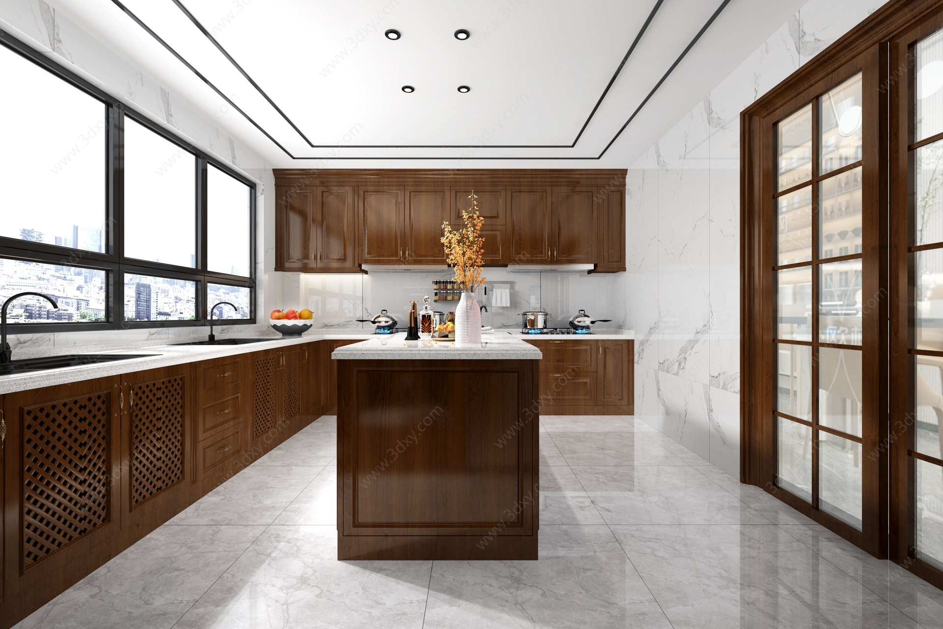 新中式封闭式厨房3D模型