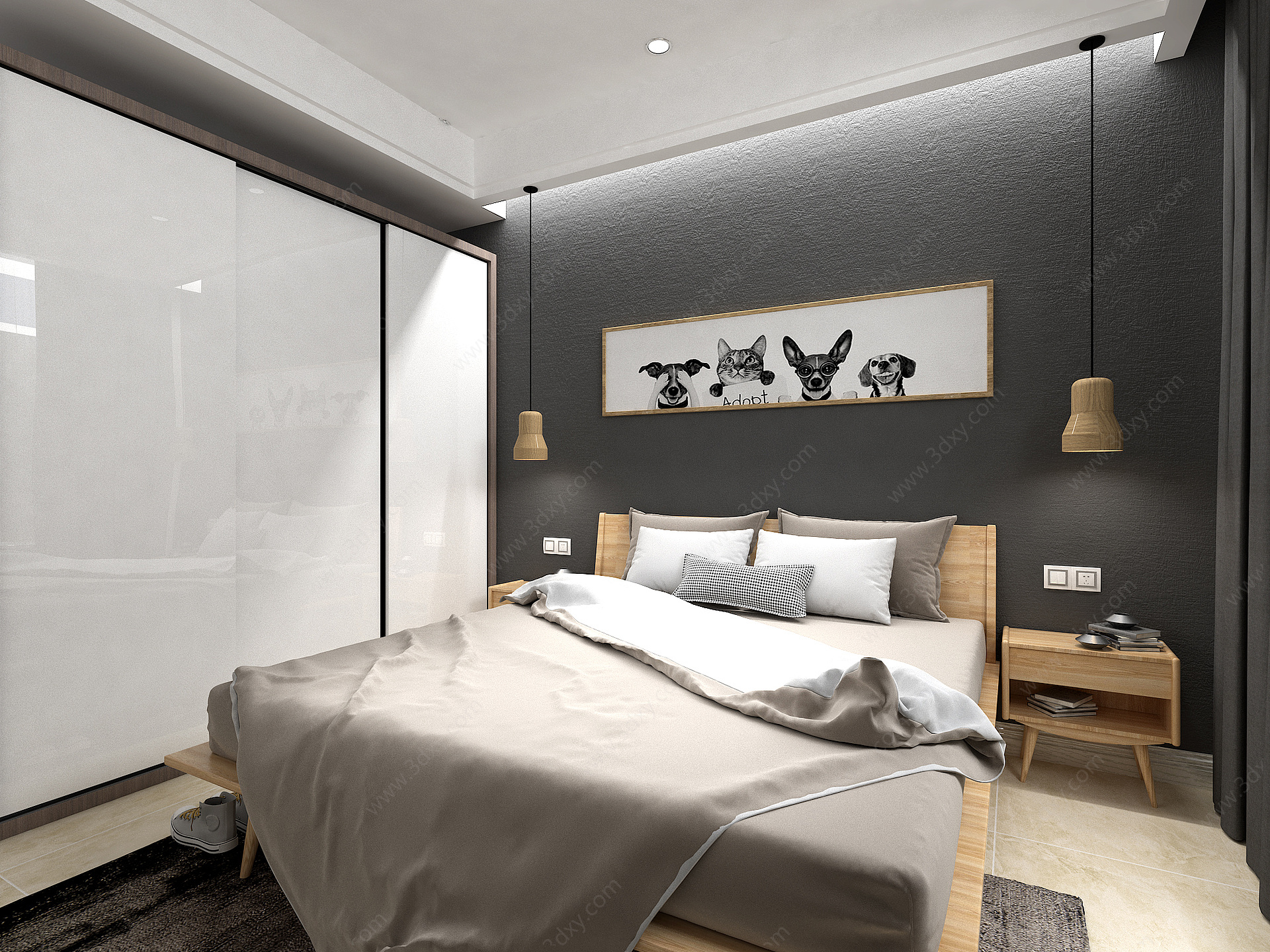 现代简约卧室3D模型