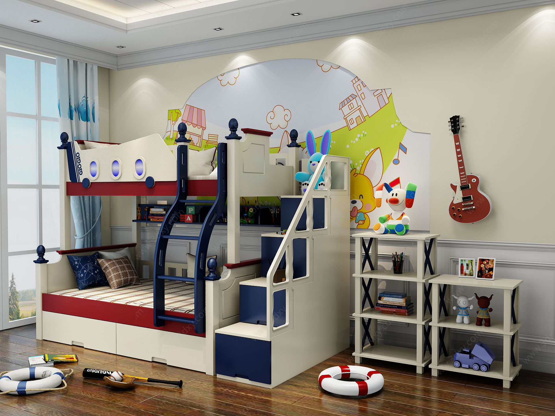 美式儿童卧室床3D模型