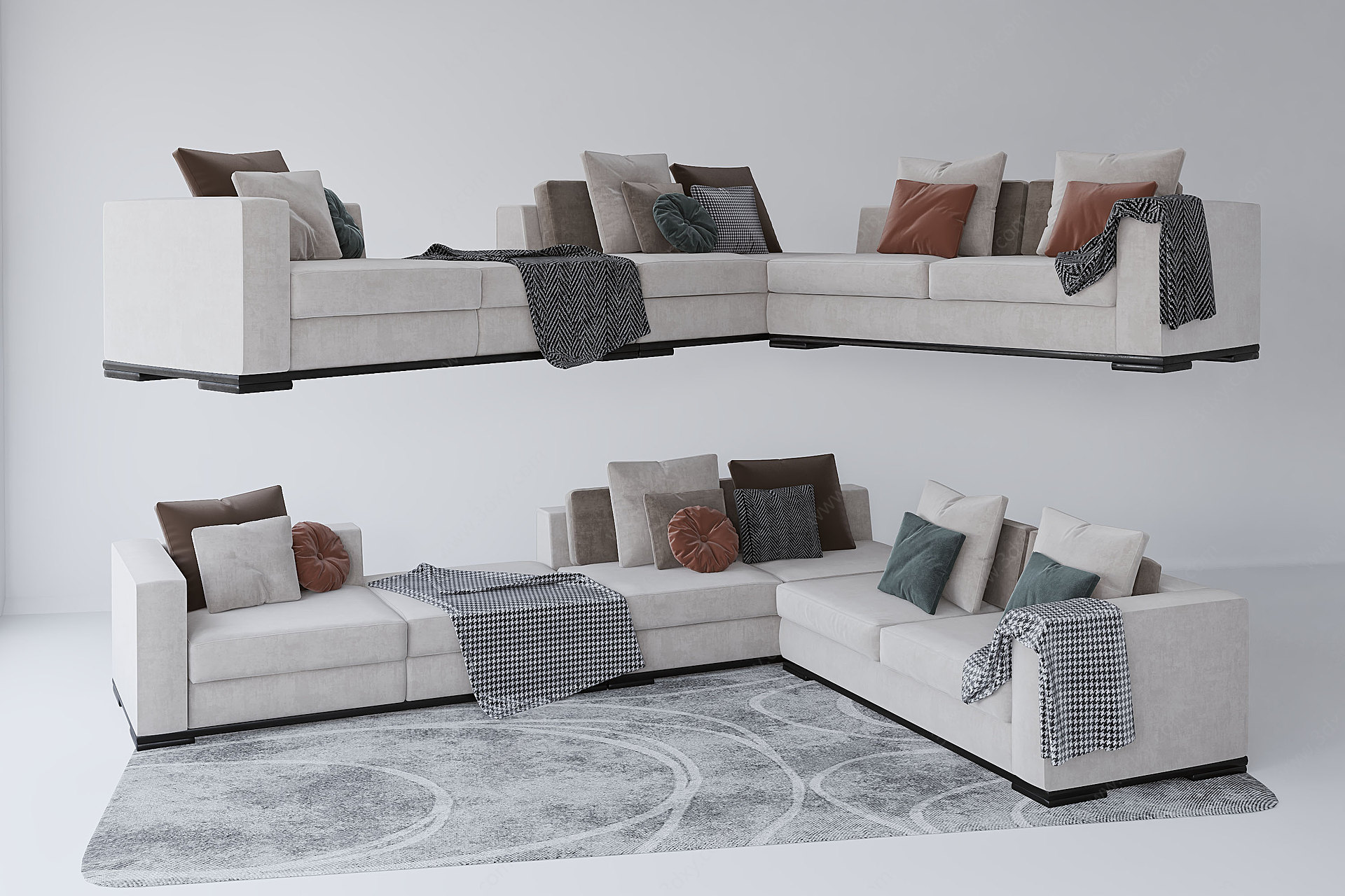 现代多人沙发3D模型3D模型