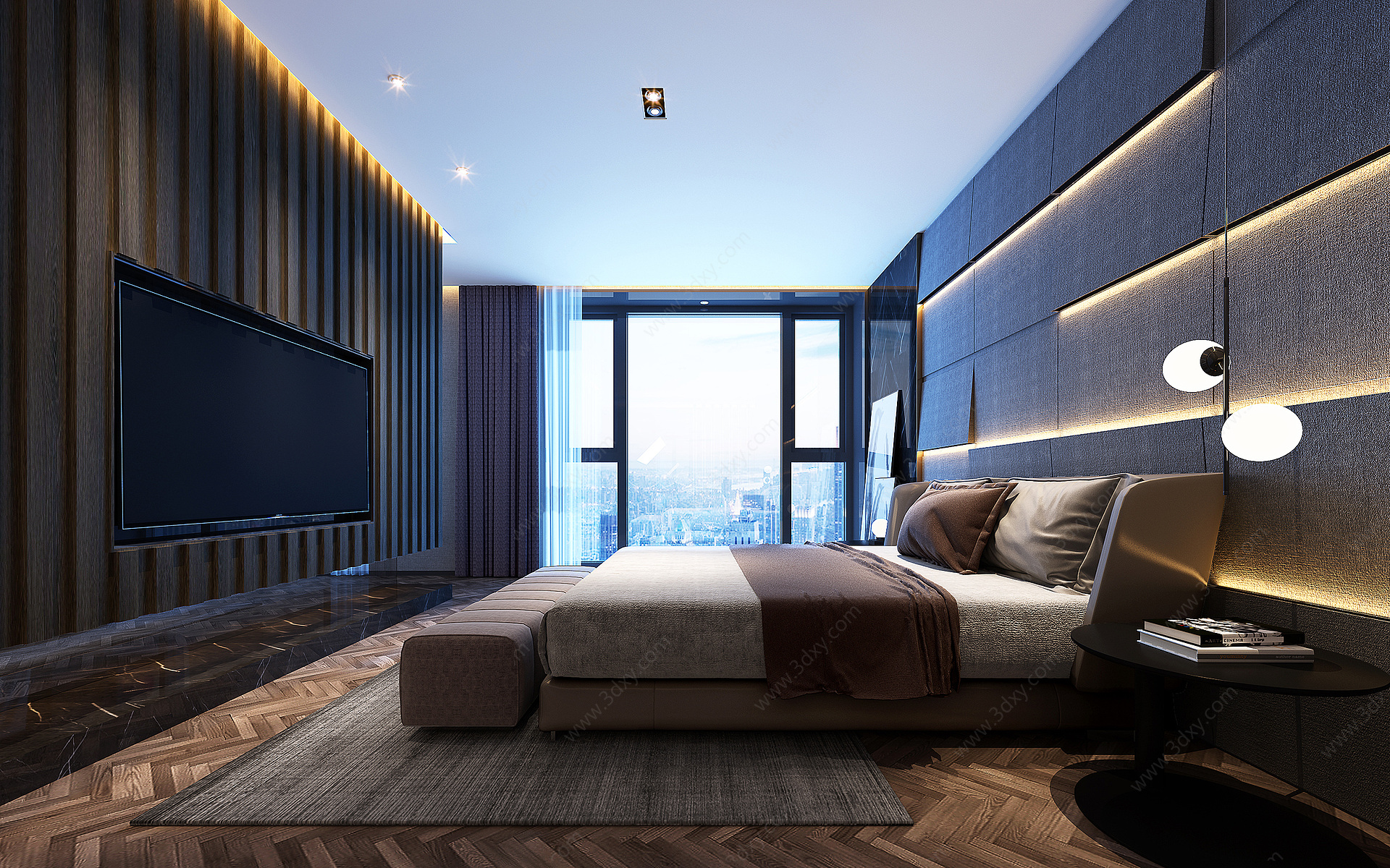 现代轻奢卧室3D模型