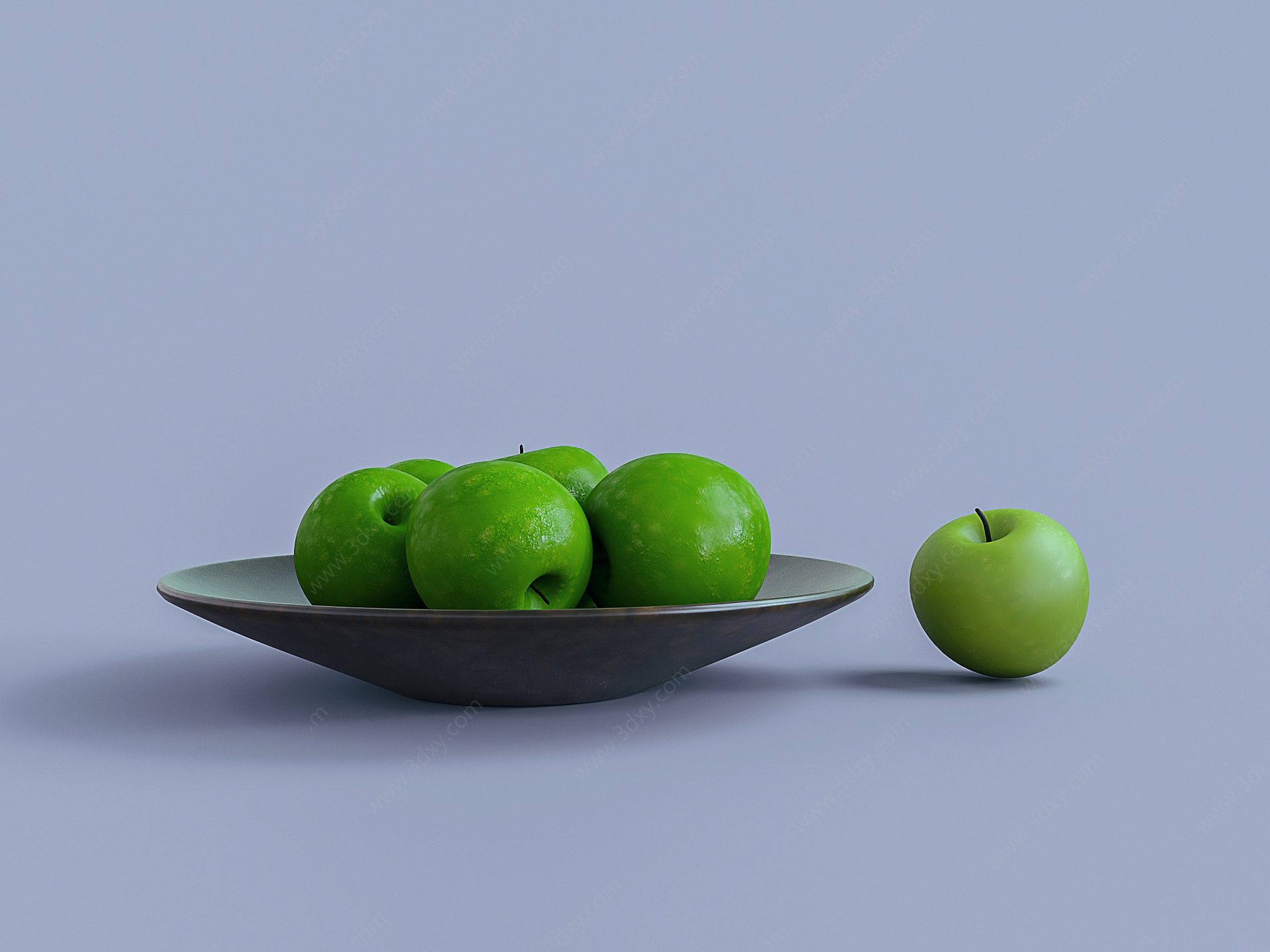 食物青苹果果盘3D模型