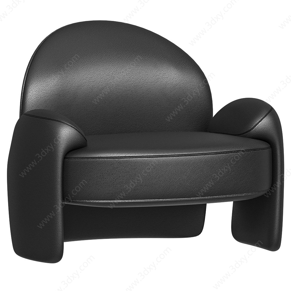 ama现代老板款黑真皮沙发3D模型