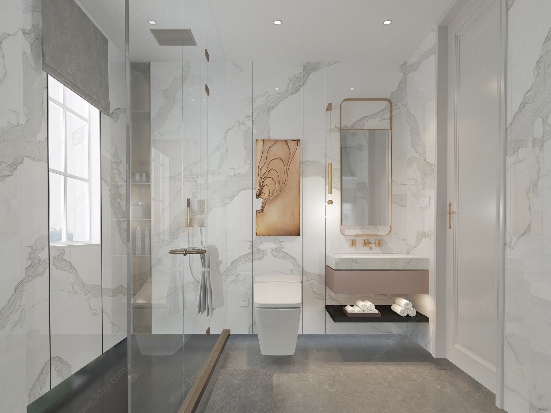 简约卫生间镜子浴室柜3D模型