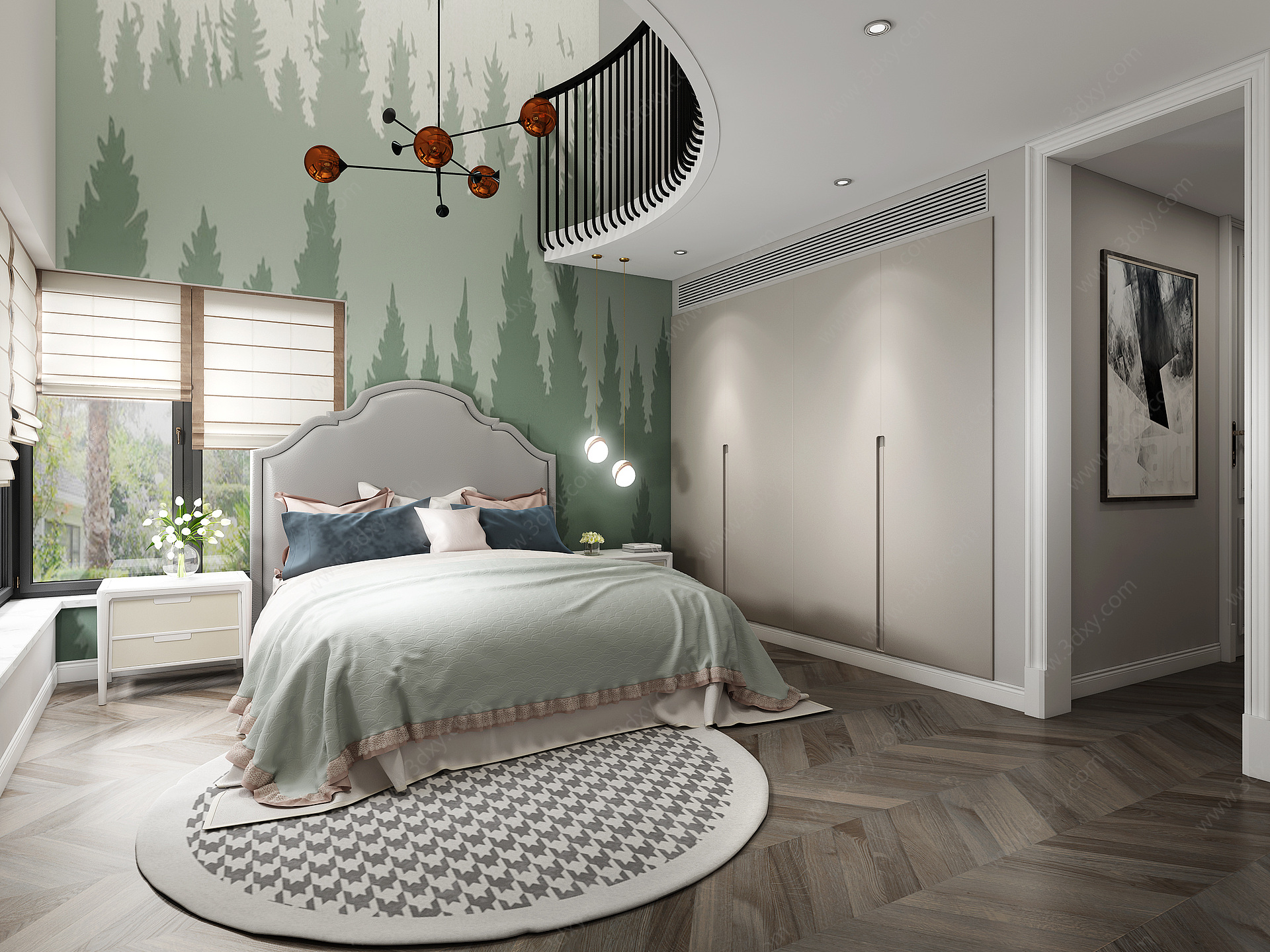 北欧复式卧室3D模型