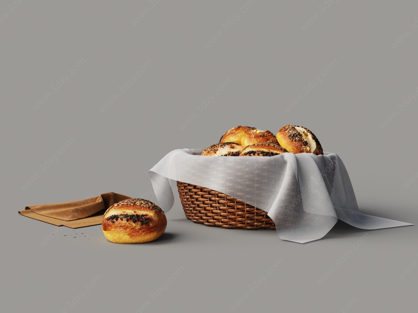 食品早餐烤面包3D模型