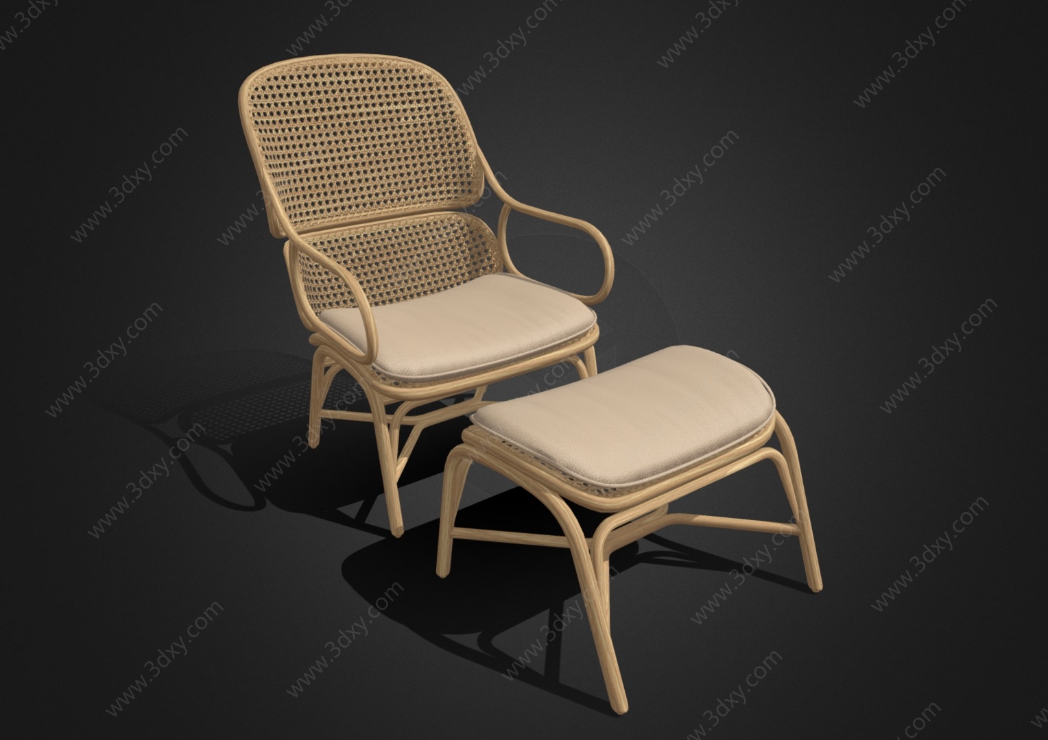 休闲椅竹编躺椅3D模型