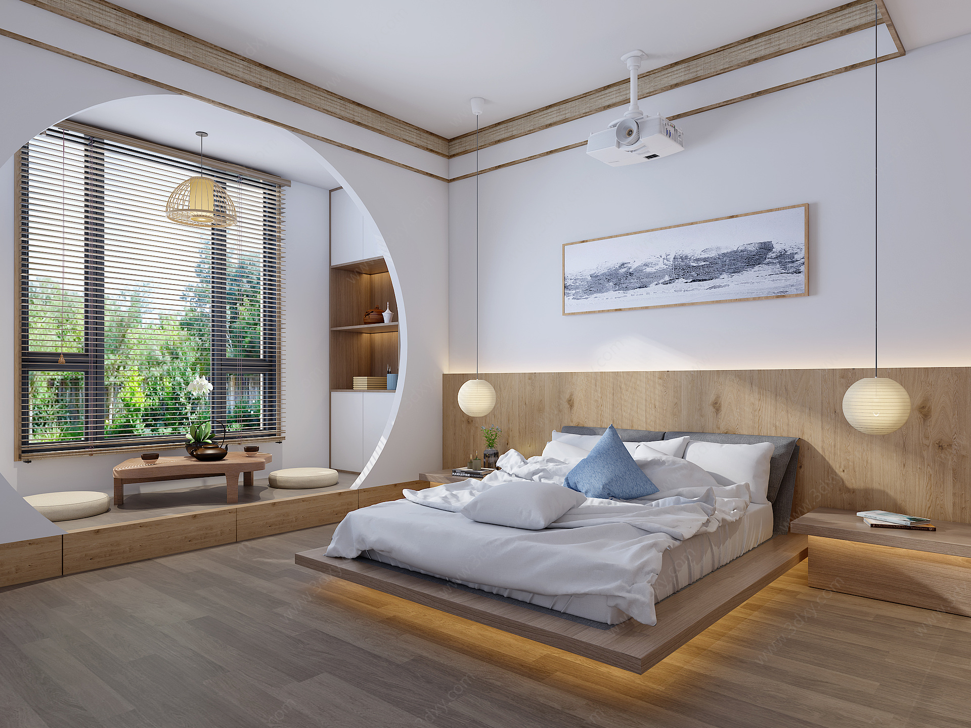 日式简约主人房卧室3D模型