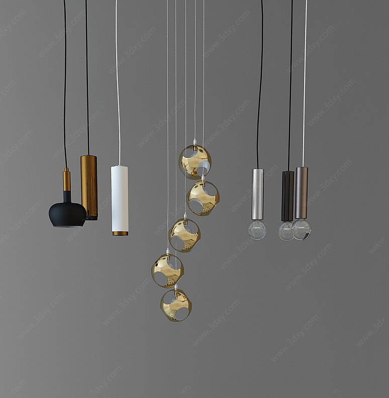 金属吊灯组合3D模型