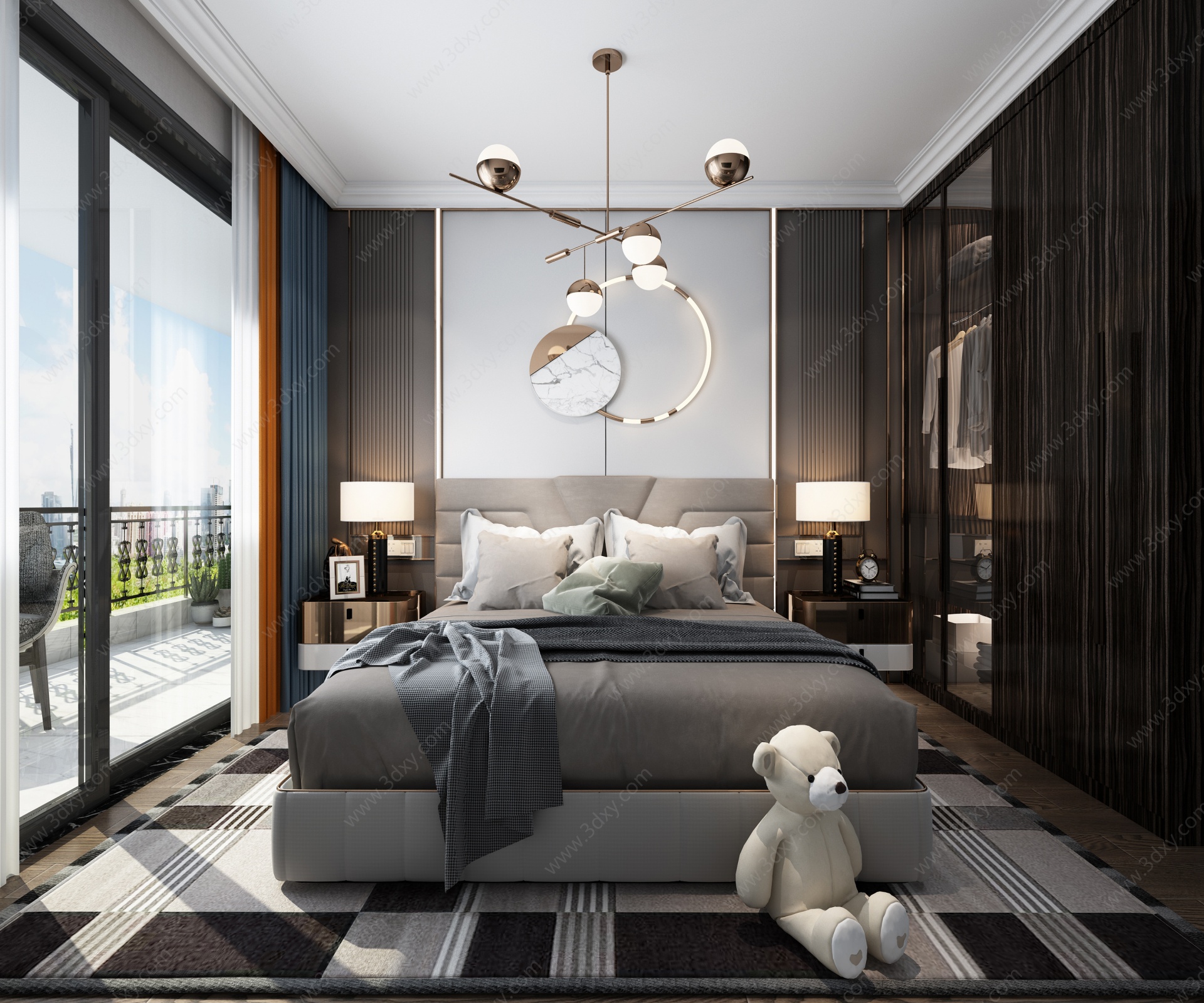 新中式轻奢卧室3D模型