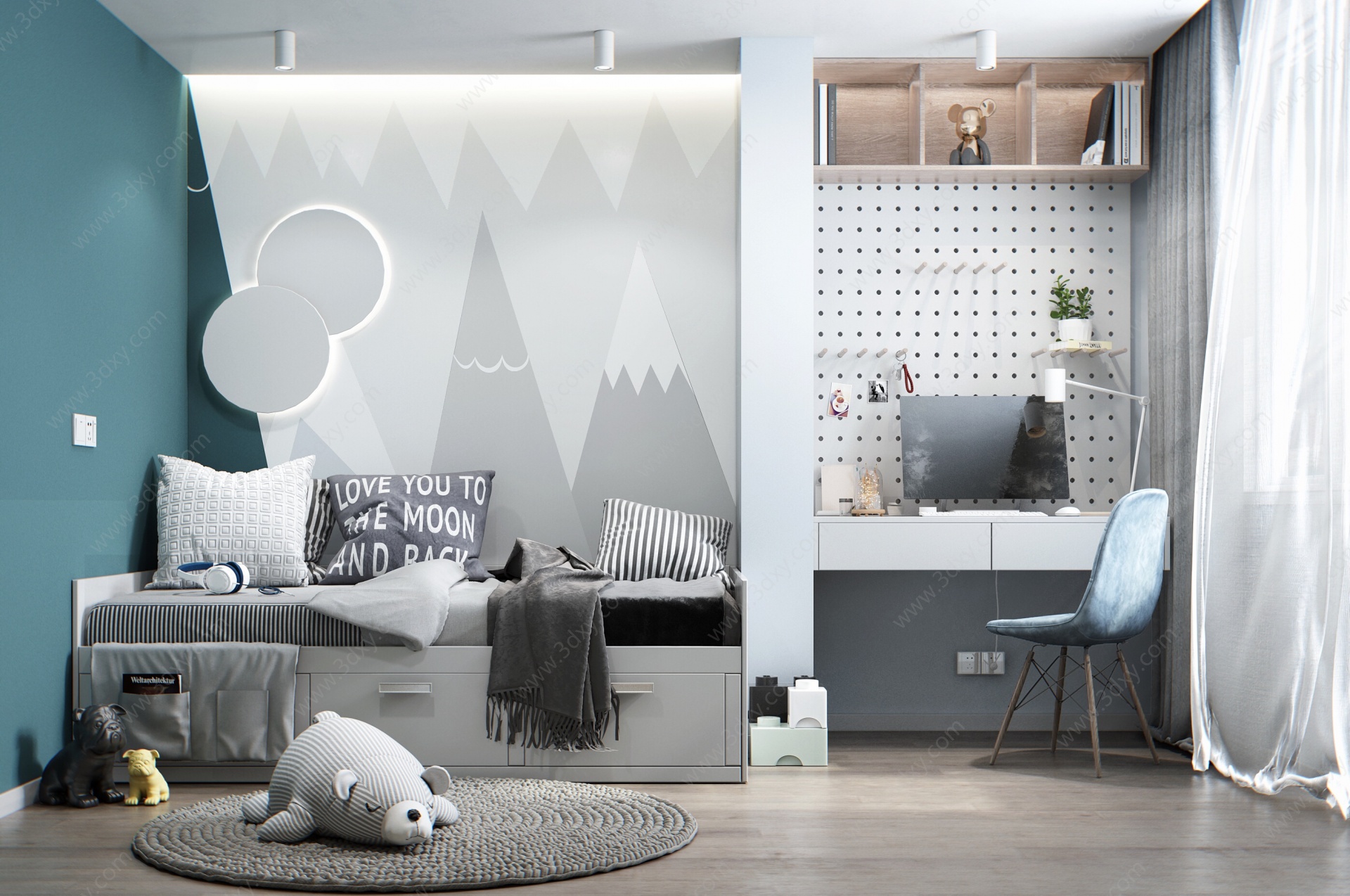 北欧风格儿童房儿童床3D模型