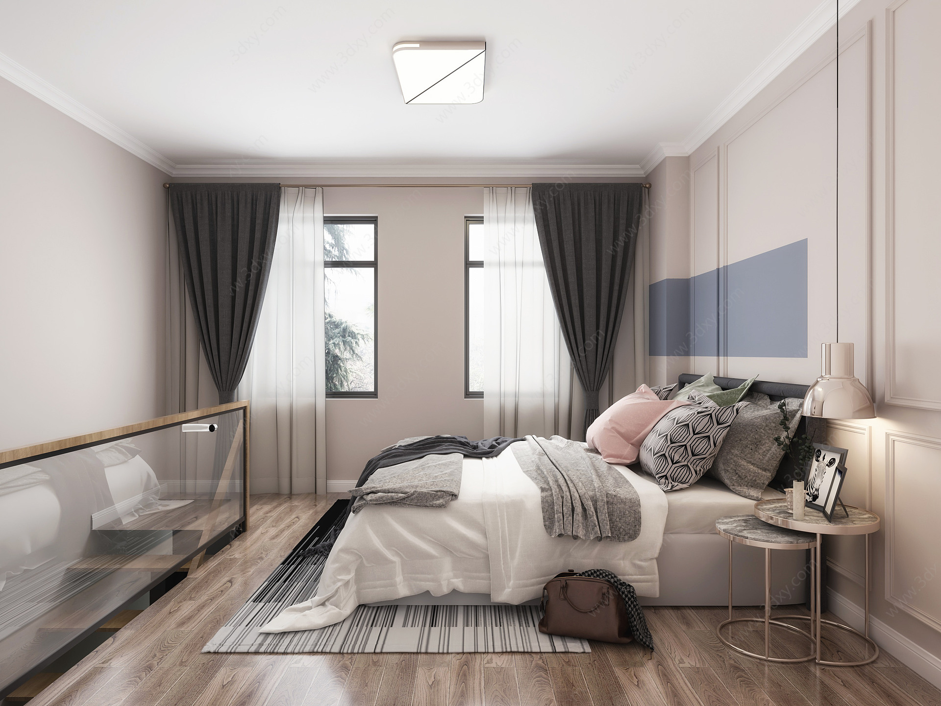北欧复式公寓卧室3D模型