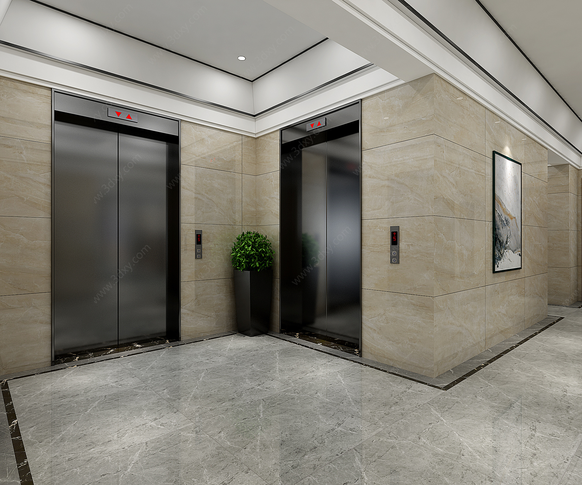 新中式电梯间3D模型