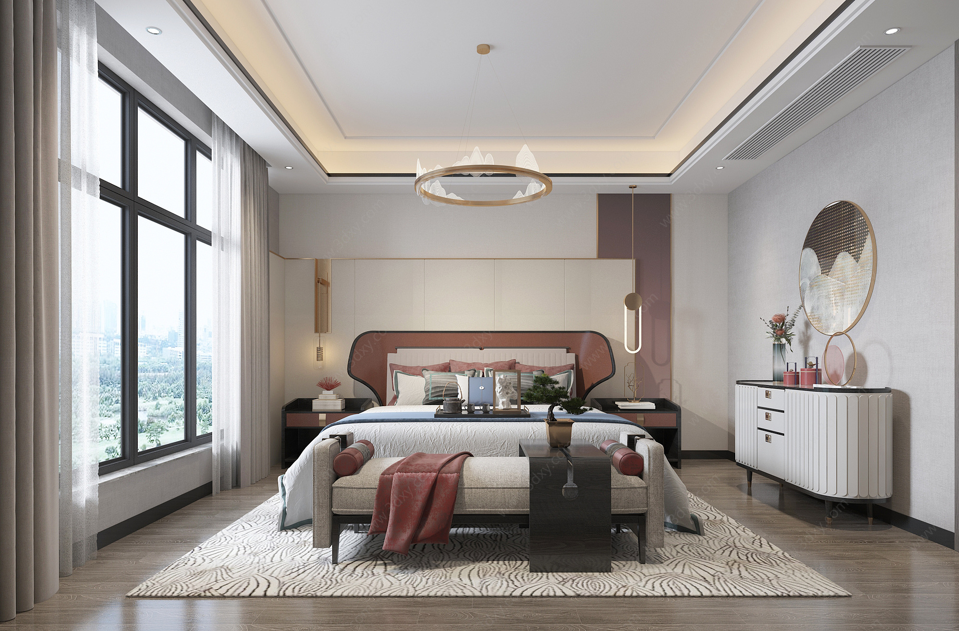新中式卧室吊灯3D模型