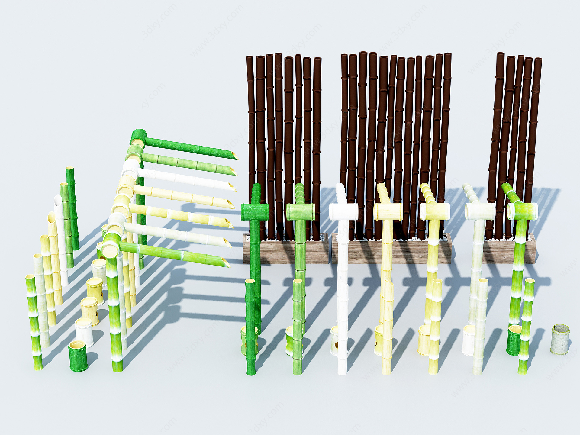 竹竿隔断3D模型