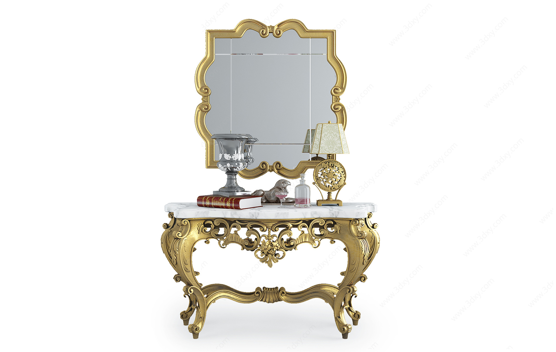 法式雕花摆台镜子3D模型